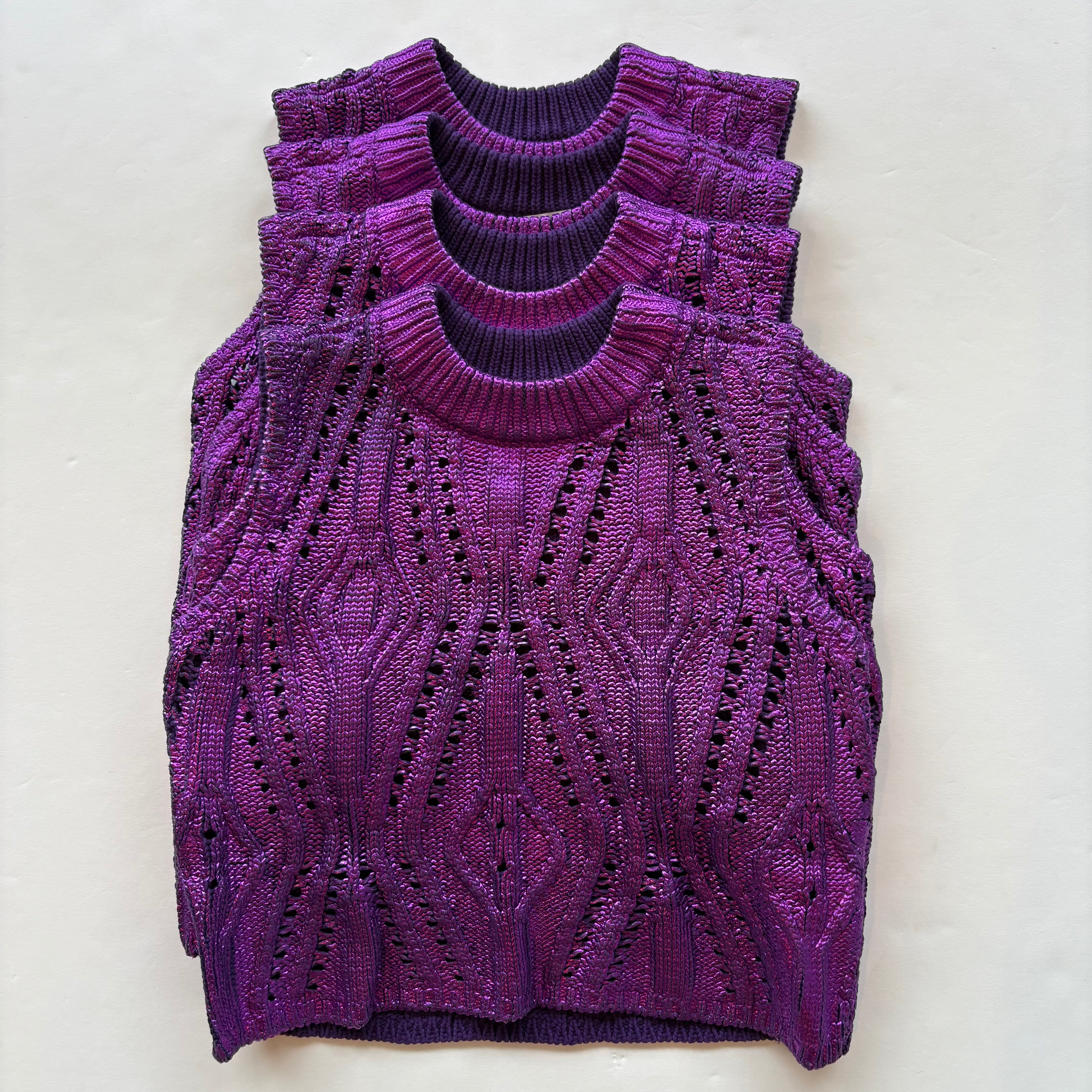 Ma572 Metallic Purple Sleeveless Sweater