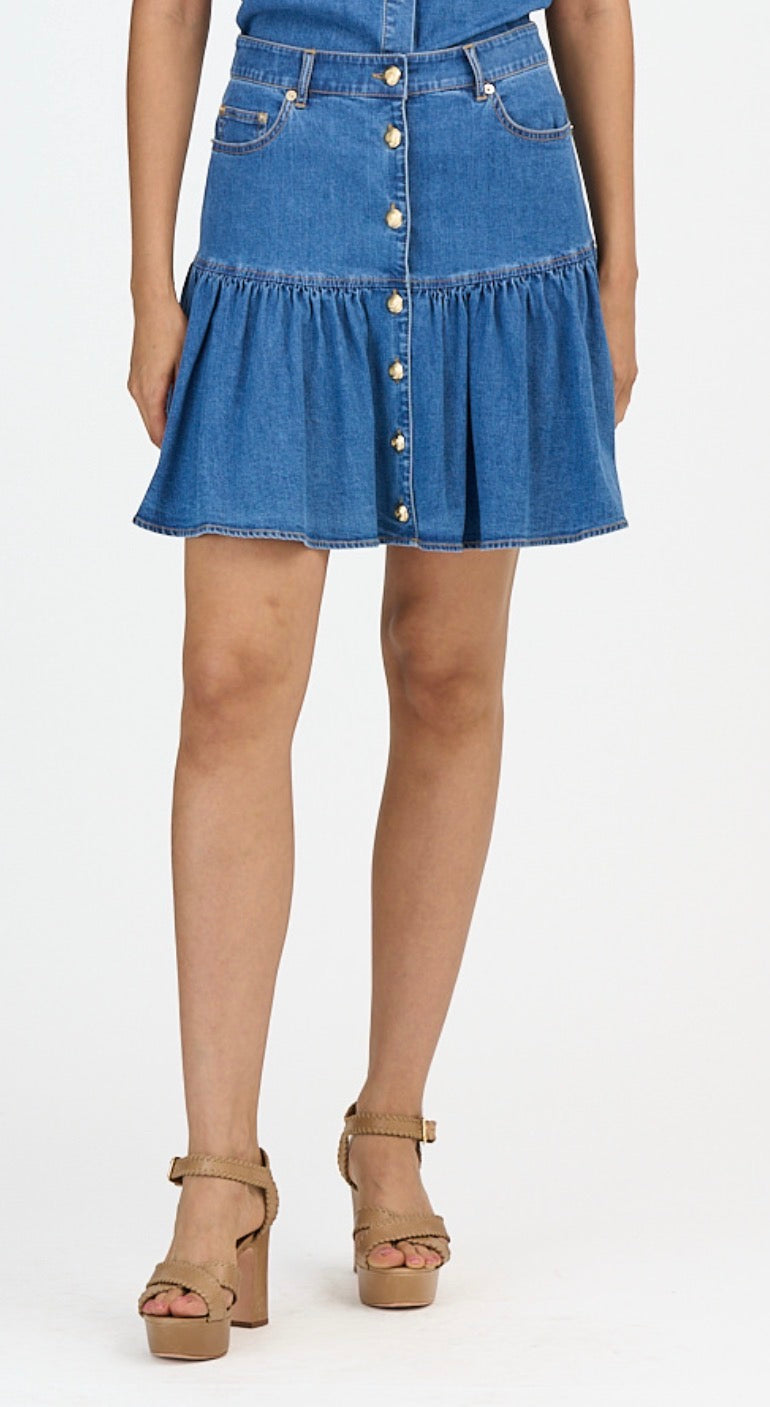 Cizs614779 Denim Ruffle Skirt