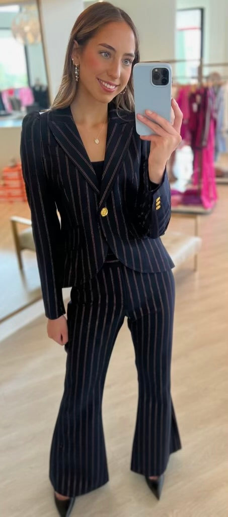 Sm24120 Smythe Metallic Stripe Bootcut Pant