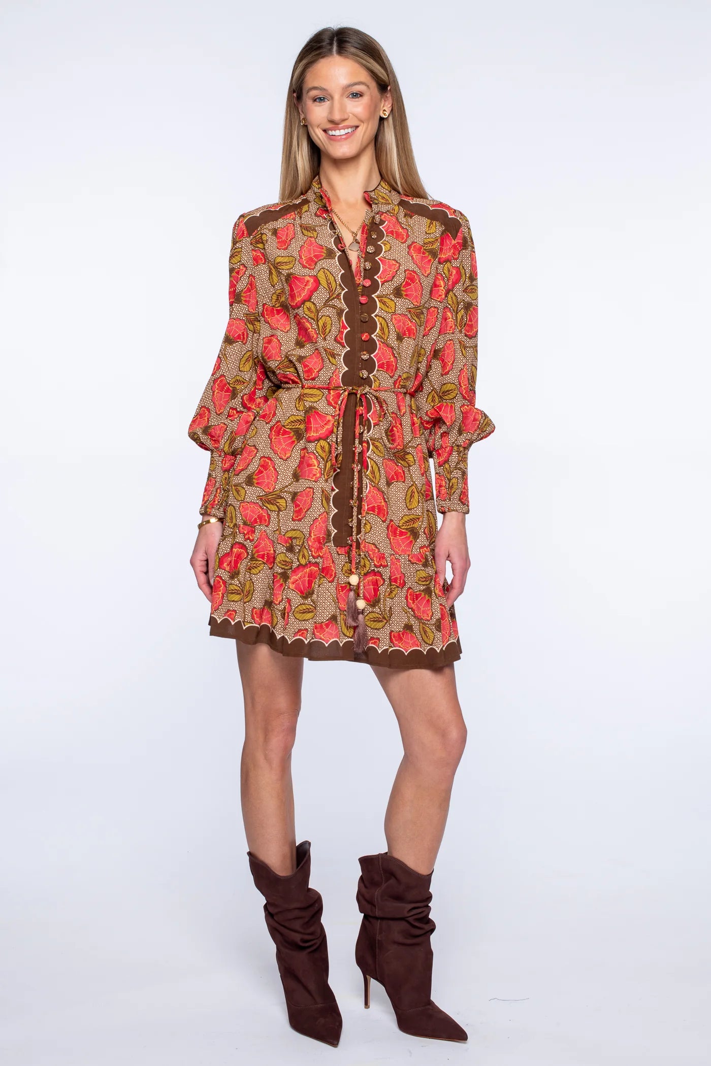 El1143 Floral Fan Mini Dress