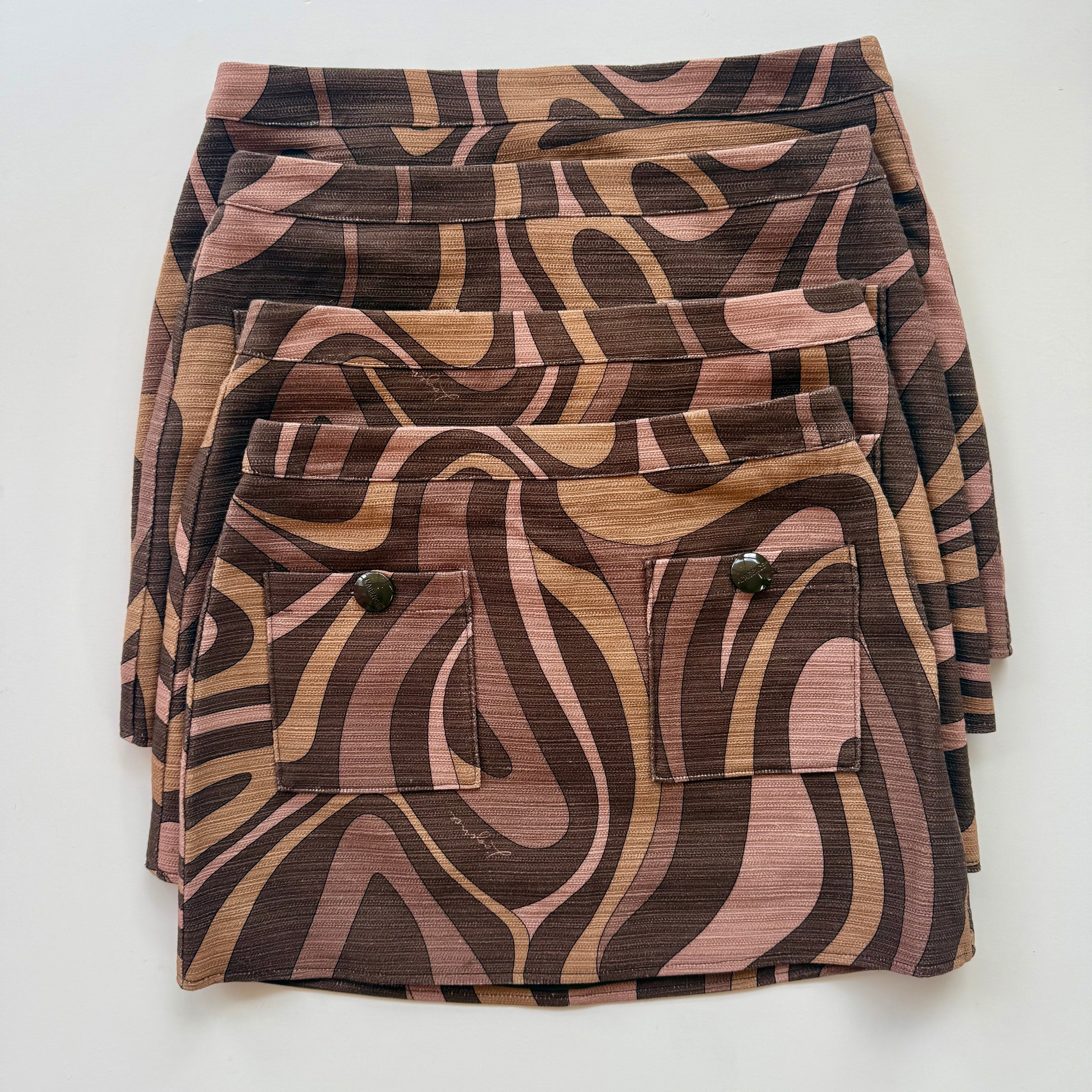 La3469 Brown Swirl Low Rise Skirt