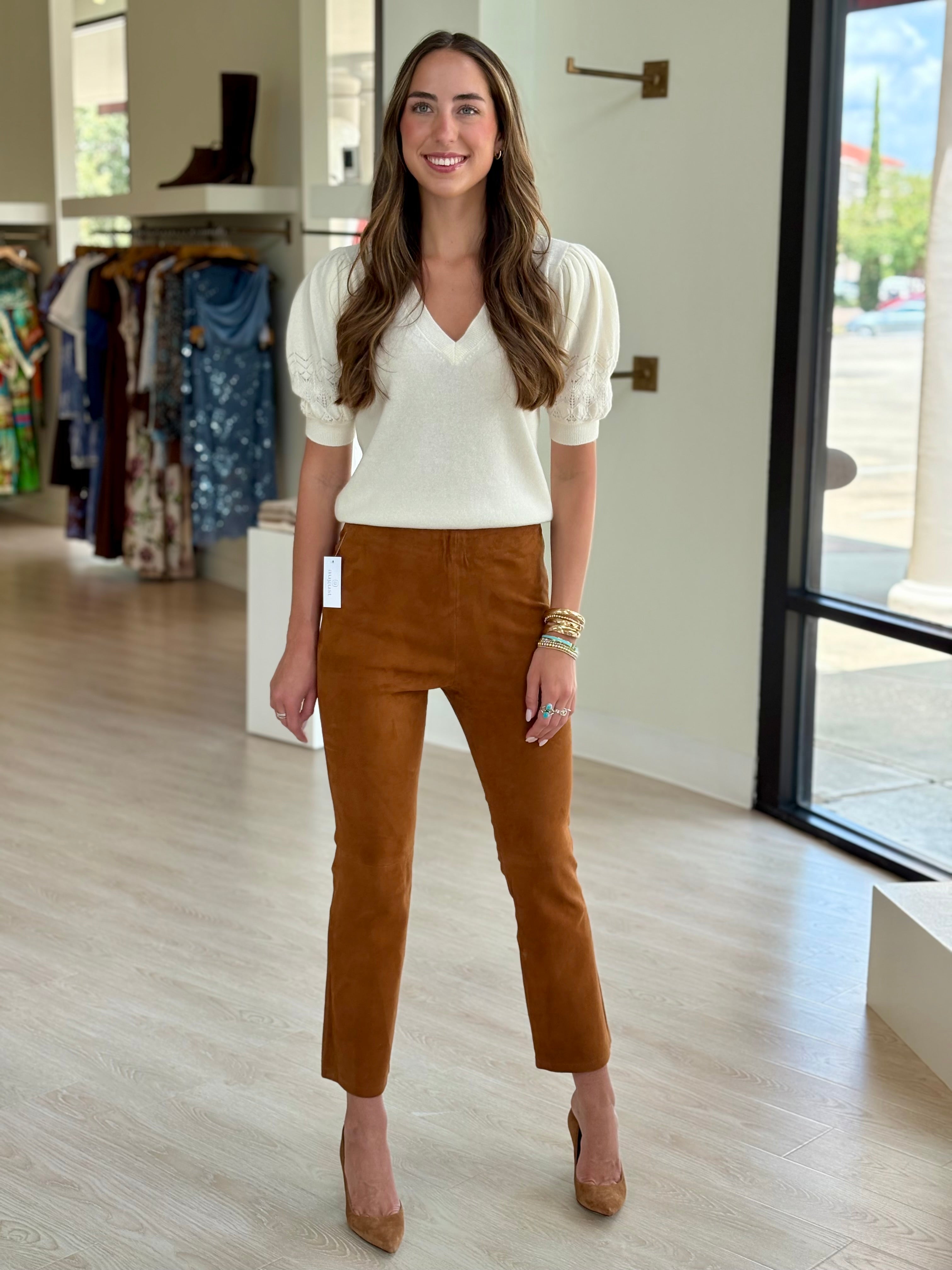 El3533 Tan Suede Pants