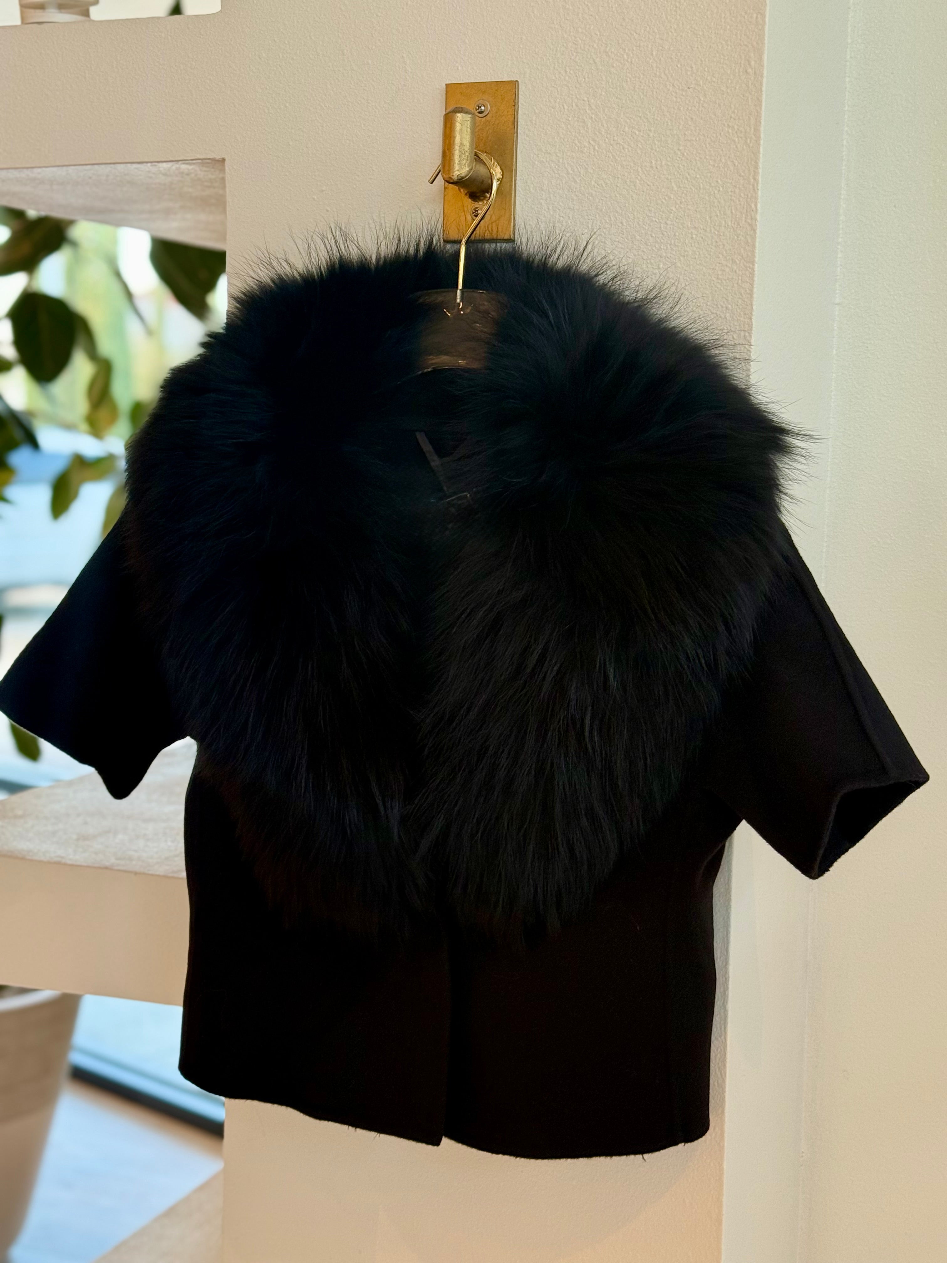Pi6203 Black Fur Collar Jacket