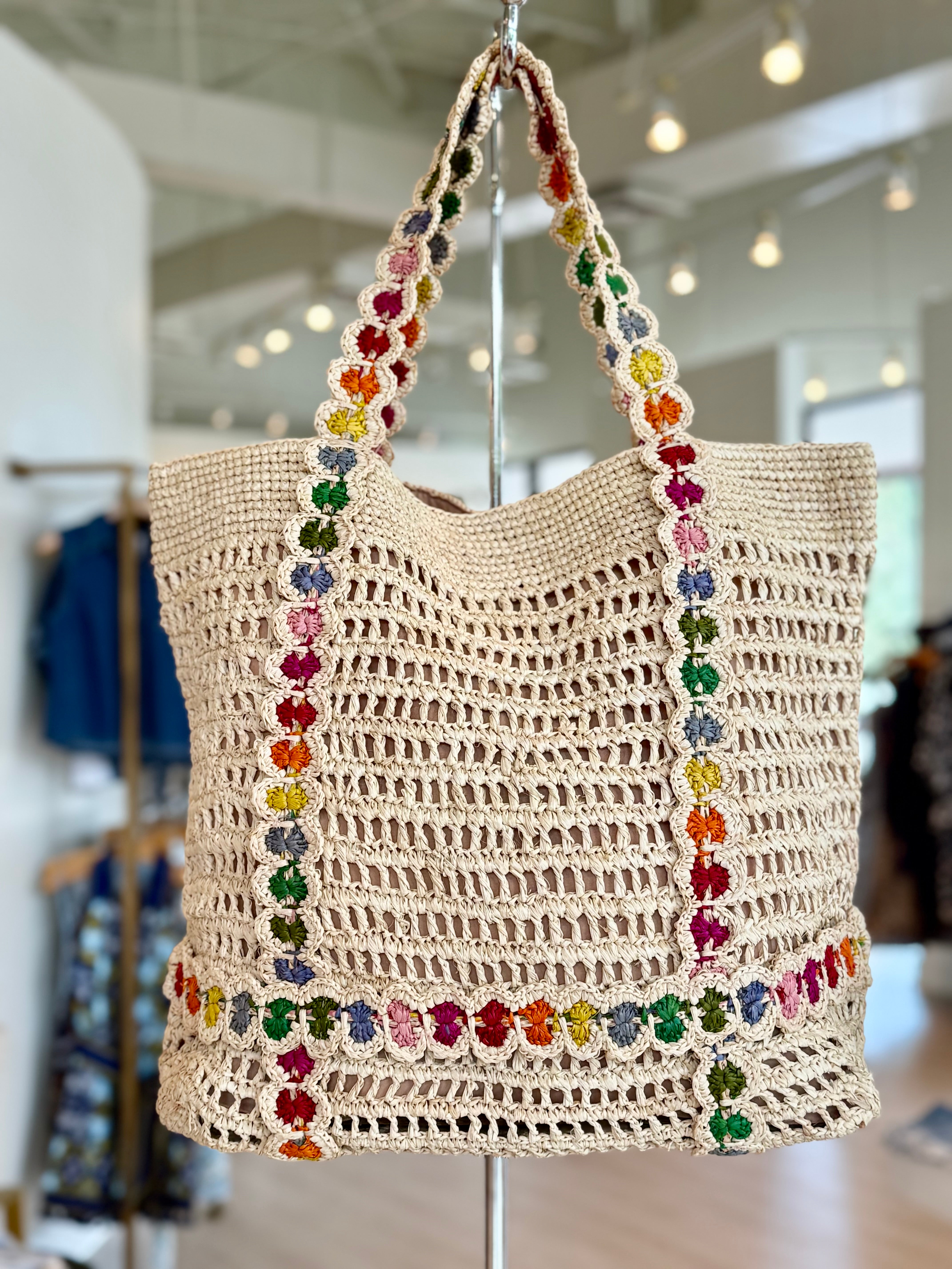 Raffia Beach Bag - Rainbow