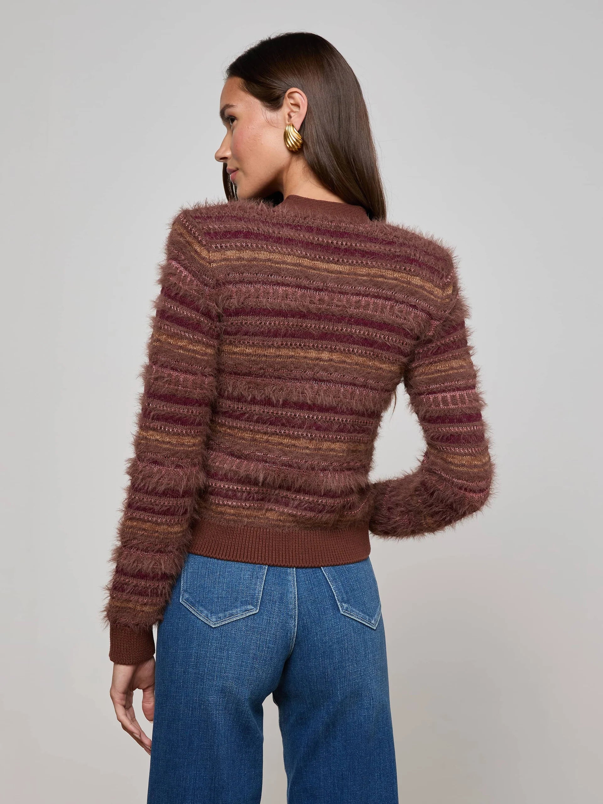 La80120 Mauve Mixed Stitch Cardigan