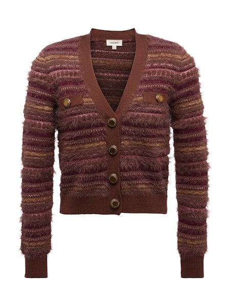 La80120 Mauve Mixed Stitch Cardigan
