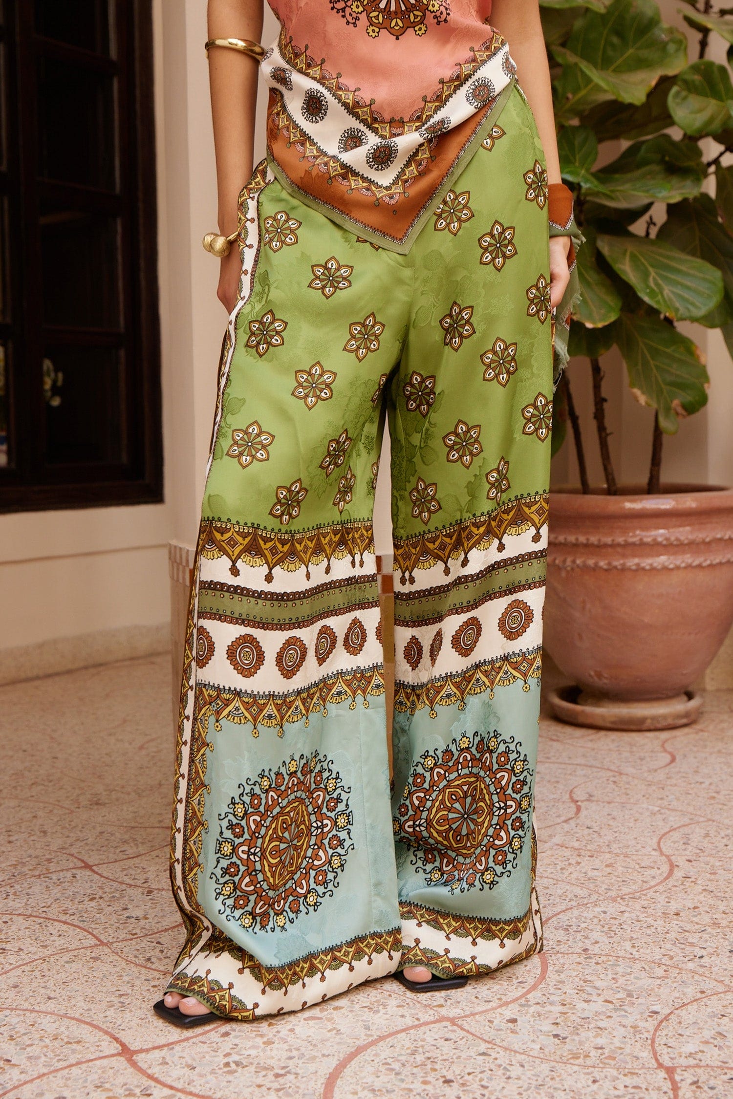 Al6419 Scarf Print Pants