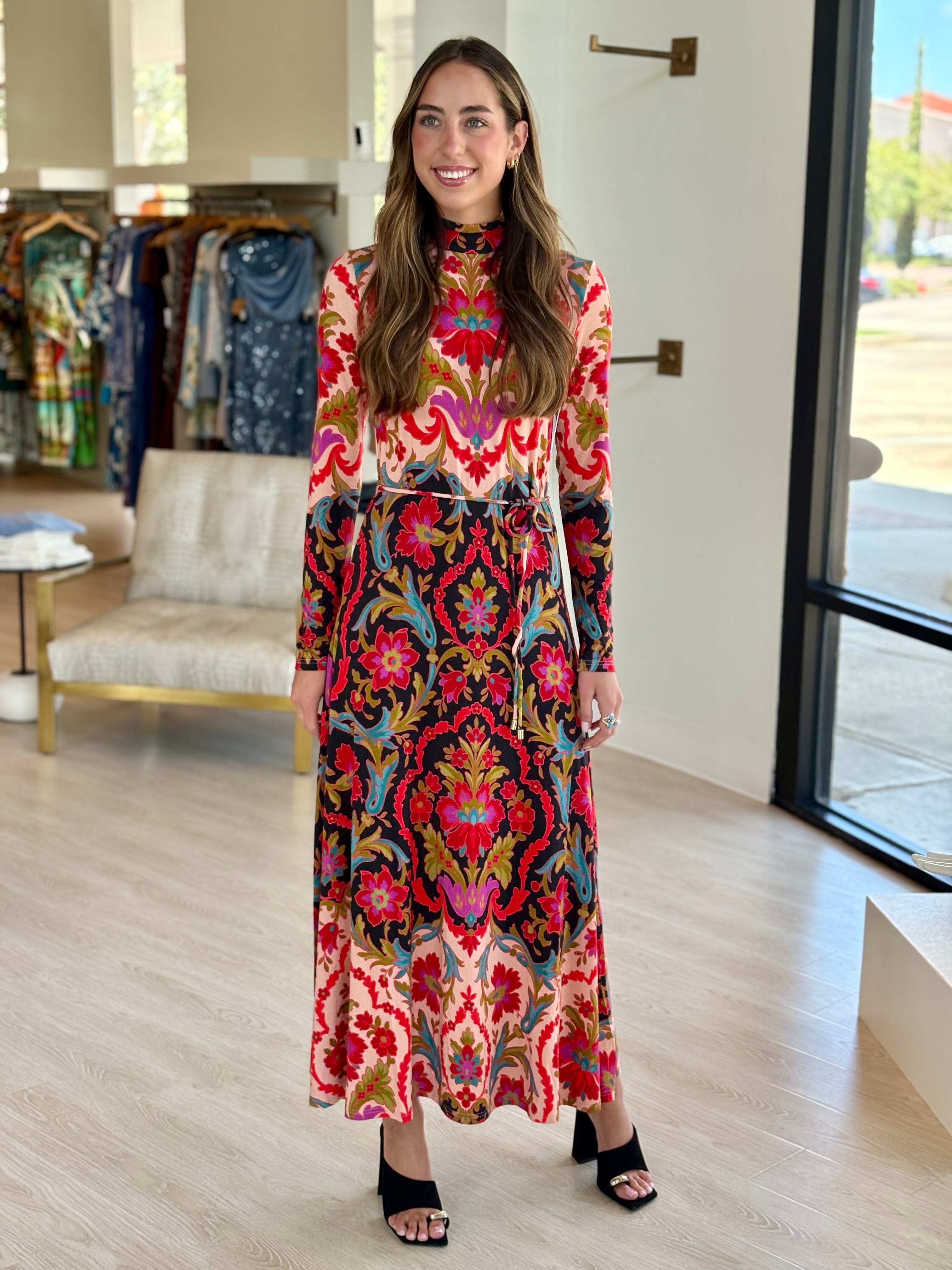 El1118339 Tapestry Print Maxi Dress