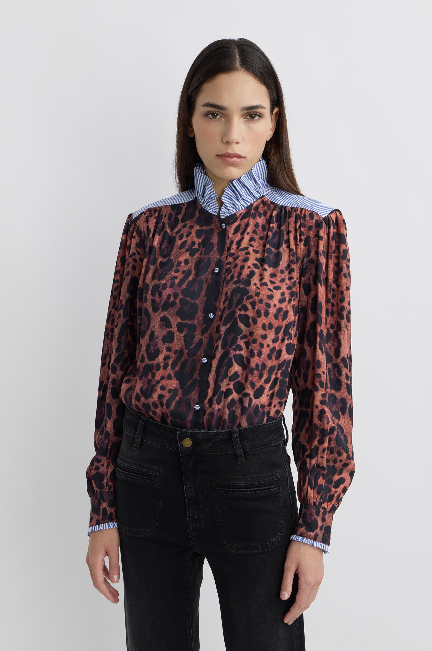 Mahvp Manoush Leopard Silk Top