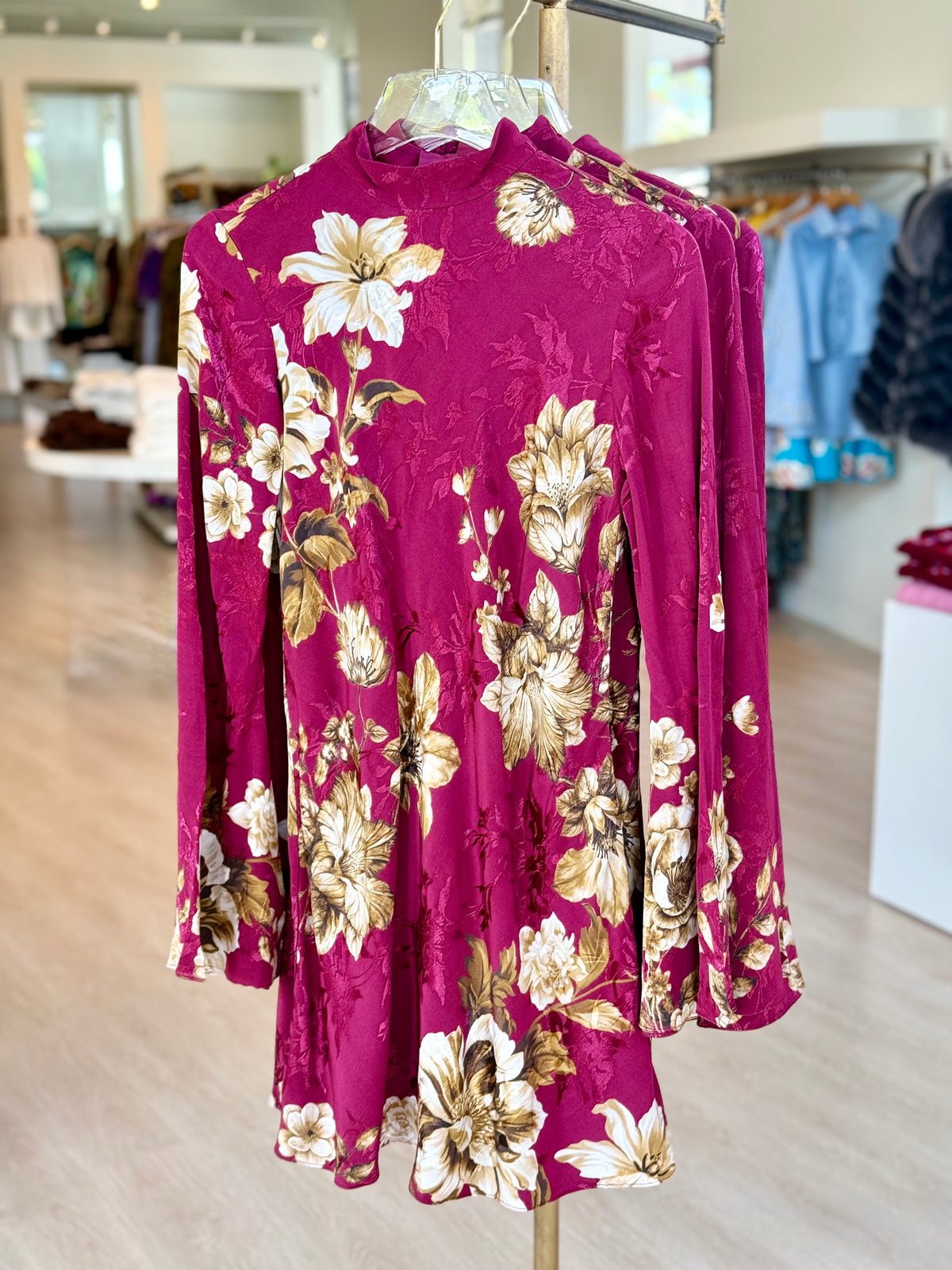 He5950 Burgundy Mini Dress