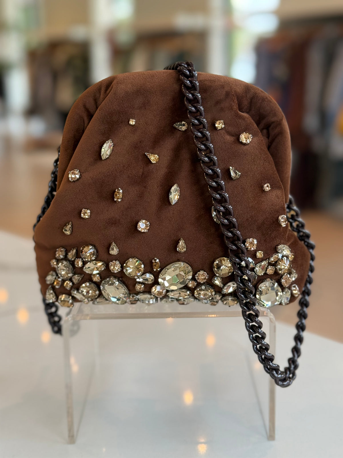 M2512 Brown Embellished Clutch