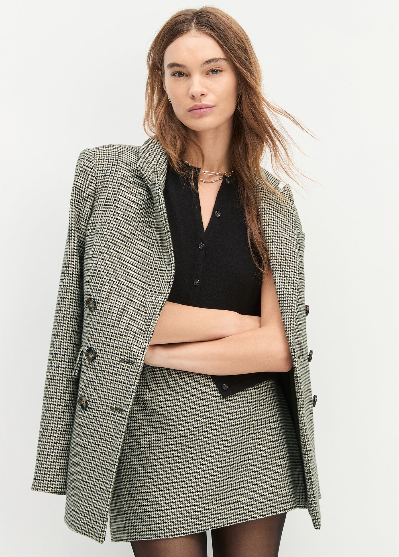 Fa6512 Houndstooth Blazer