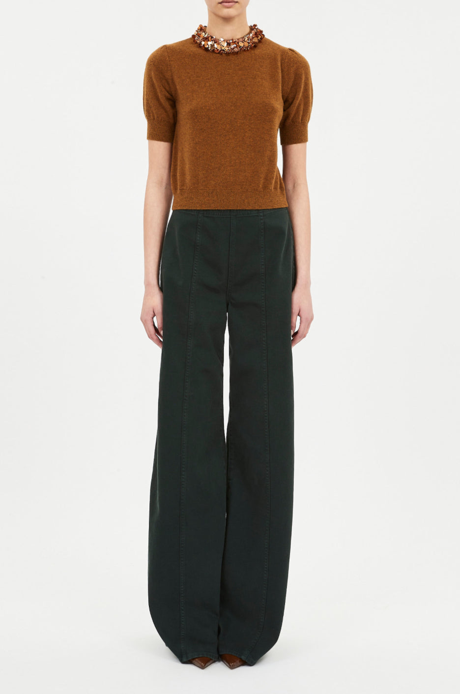 Ul0721 Umber Embellished Knit Top