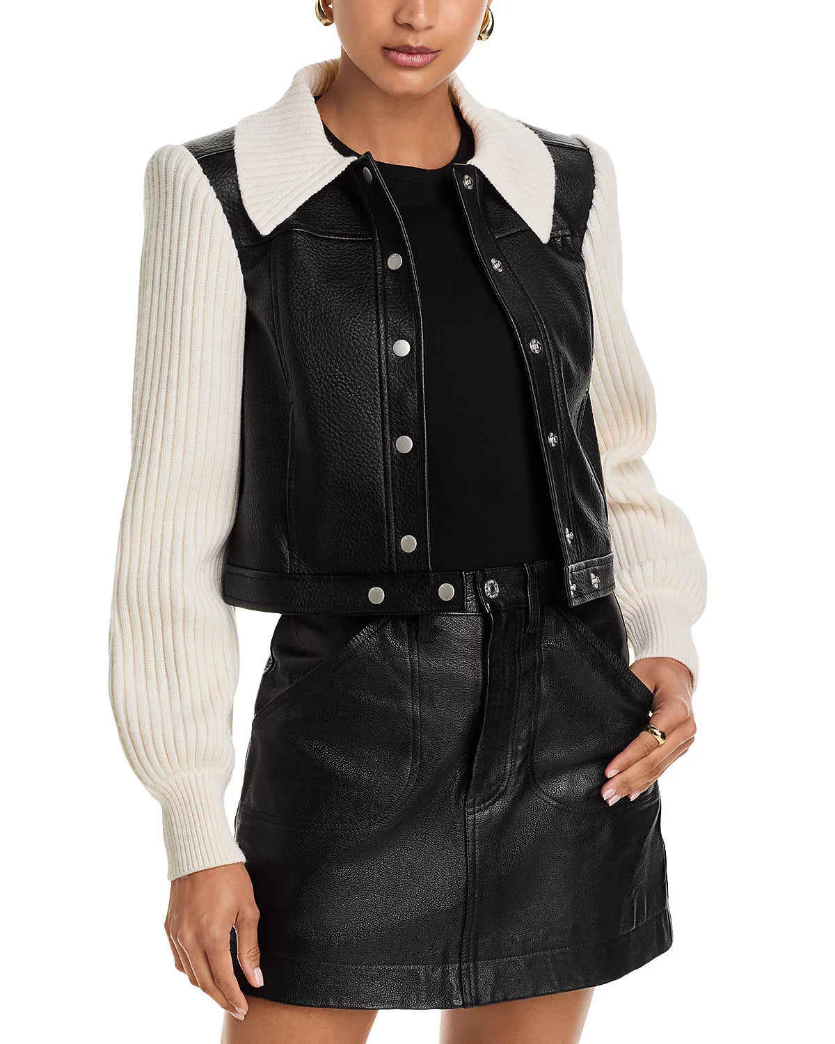 Cozj71710 Knit Sleeve Jacket - Black