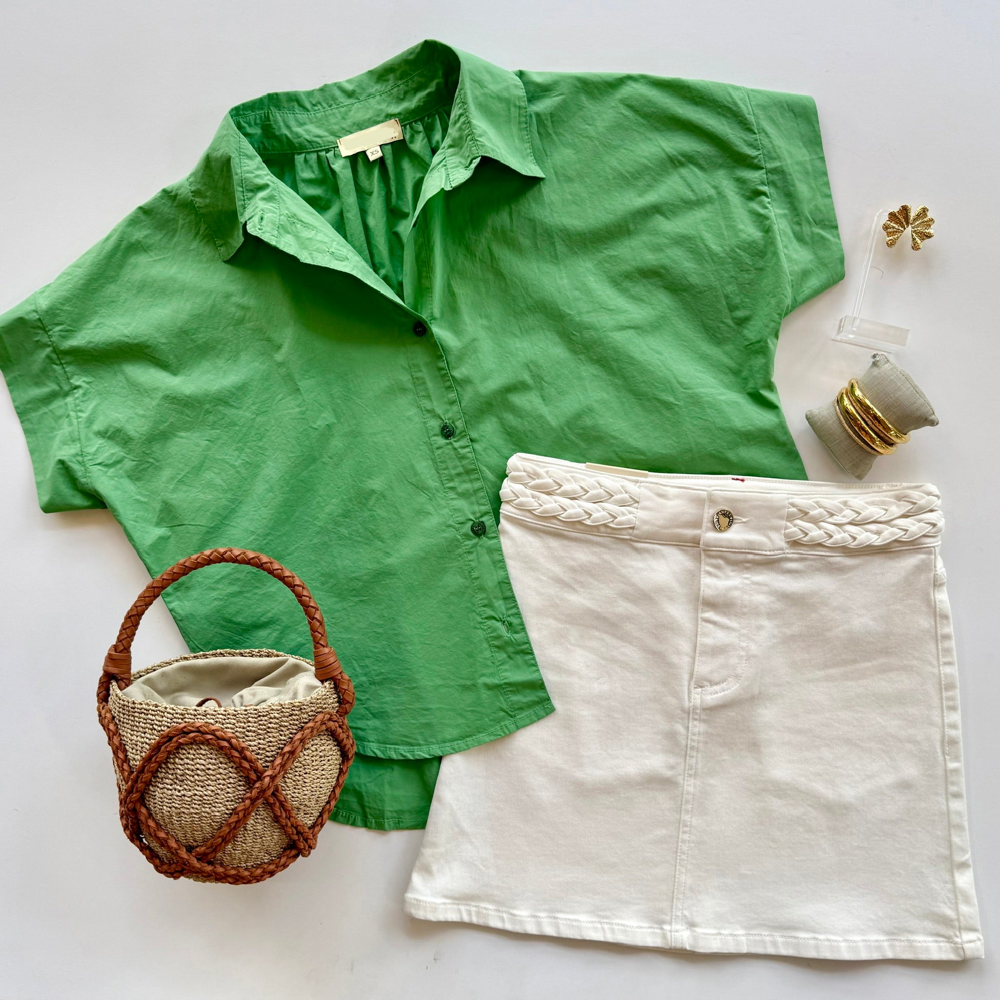 St1692 Sage Poplin Top