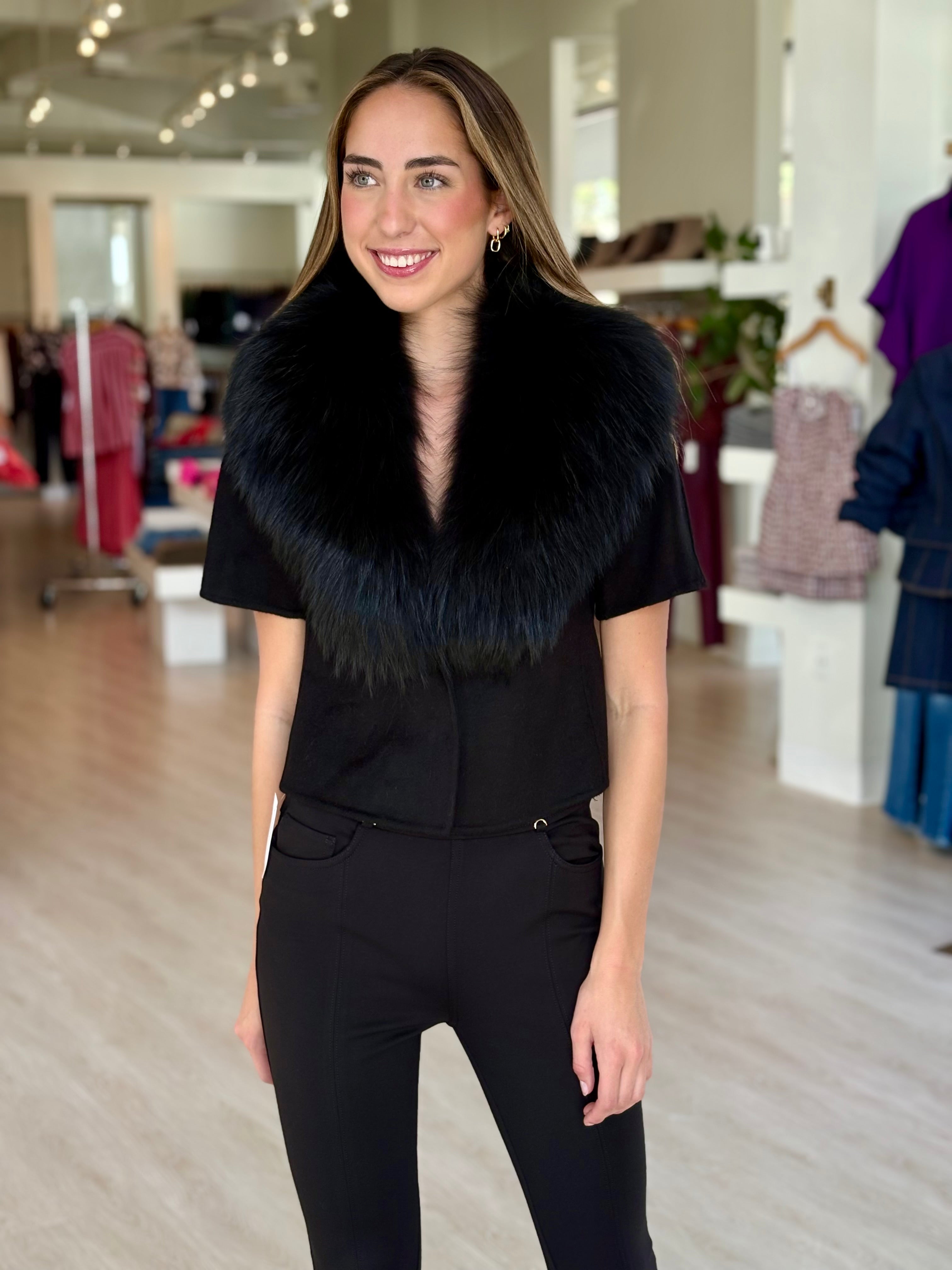 Pi6203 Black Fur Collar Jacket