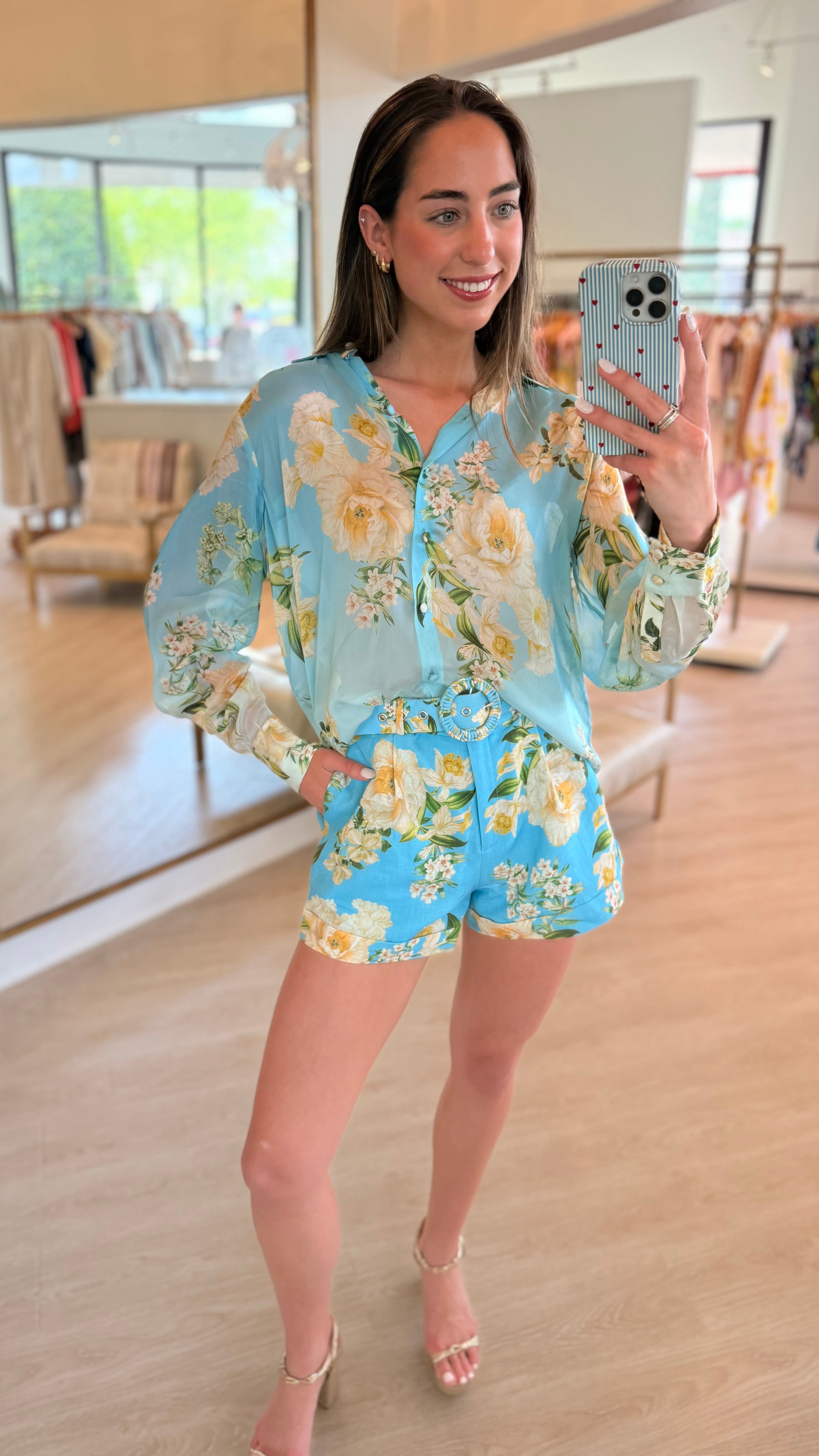 He5837 Floral Chiffon Blouse
