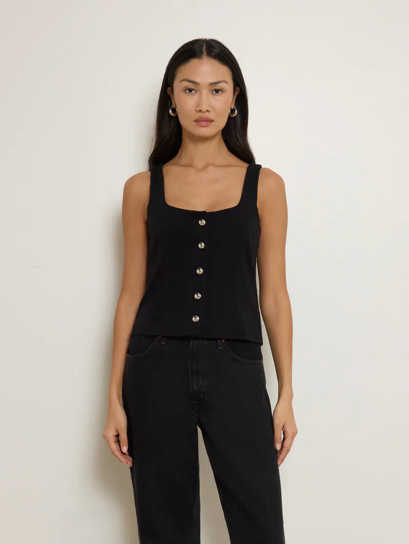 Na11437 Black Button Tank