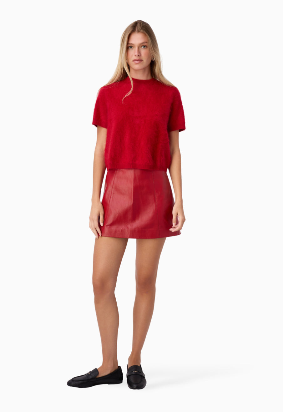 Cak09 Cherry Leather Skirt