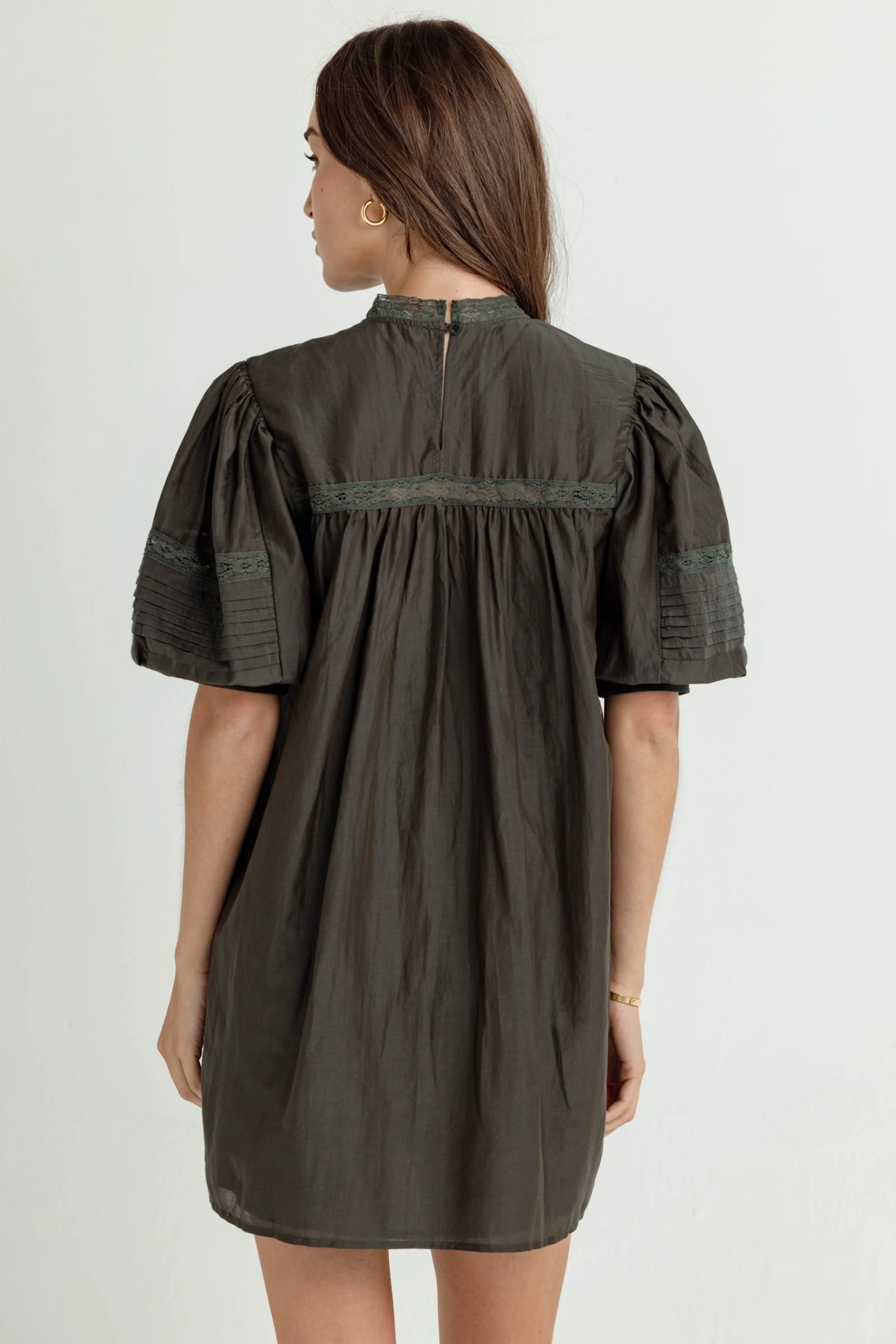 Su051 Green Feminine Shift Dress