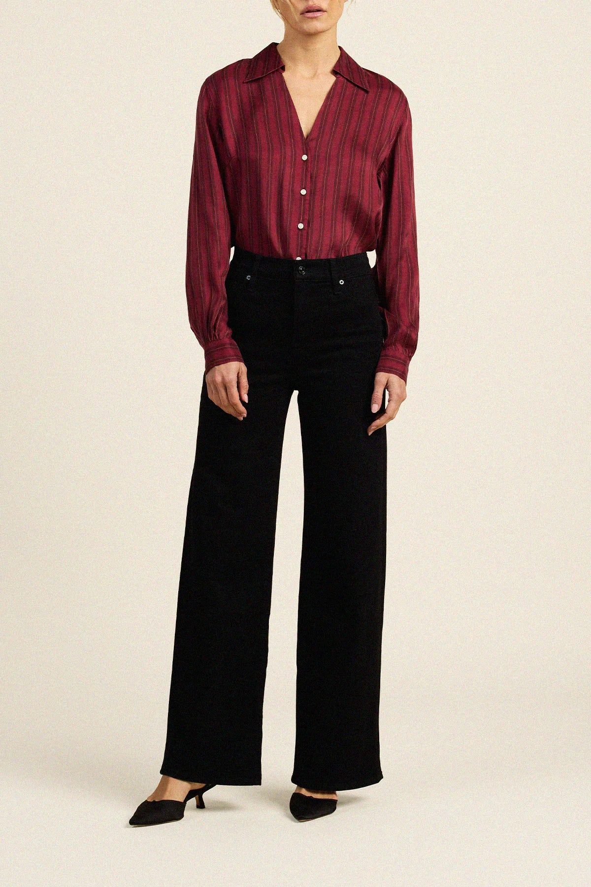Trw1591 Garnet Striped Button Down