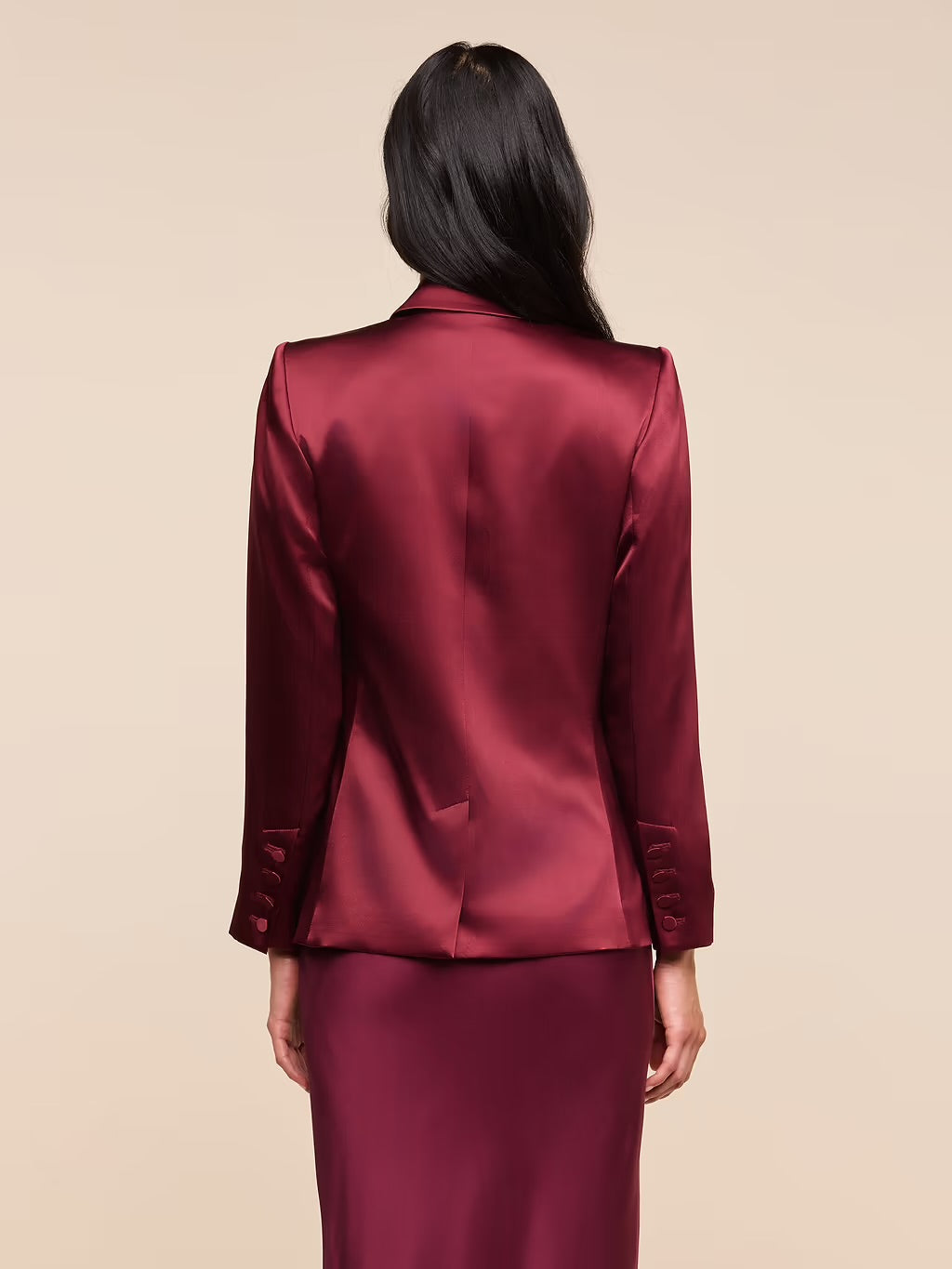 La10053 Merlot Satin Blazer