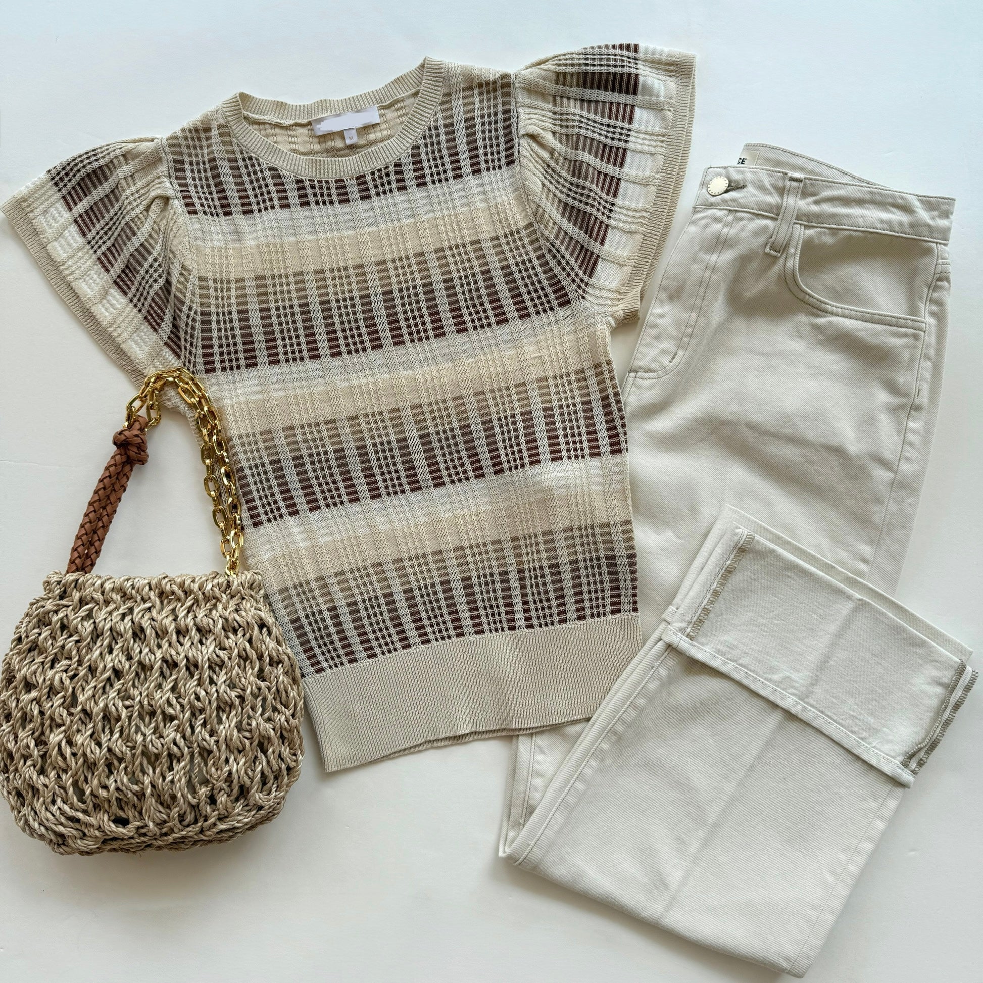 Raa7005 Ivory Stripe Top
