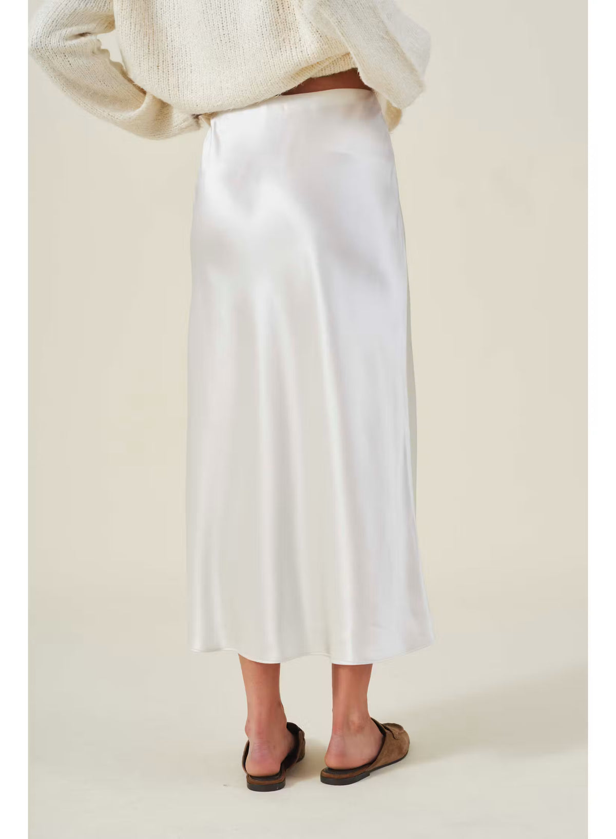 Vella Pearl Satin Midi Skirt