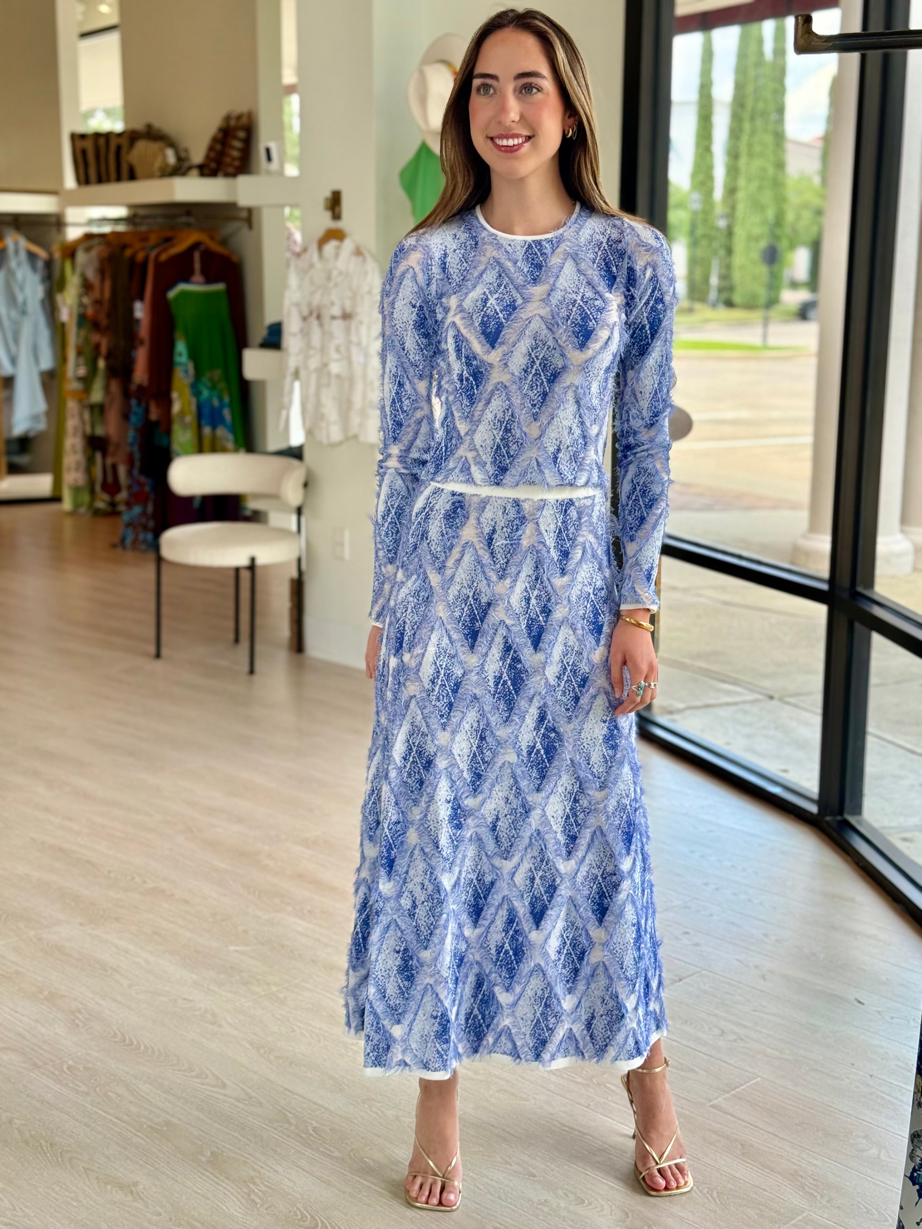 Cl1721 Lapis Jacquard Skirt