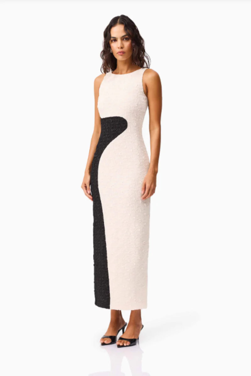 El2543 Black & White Midi Dress