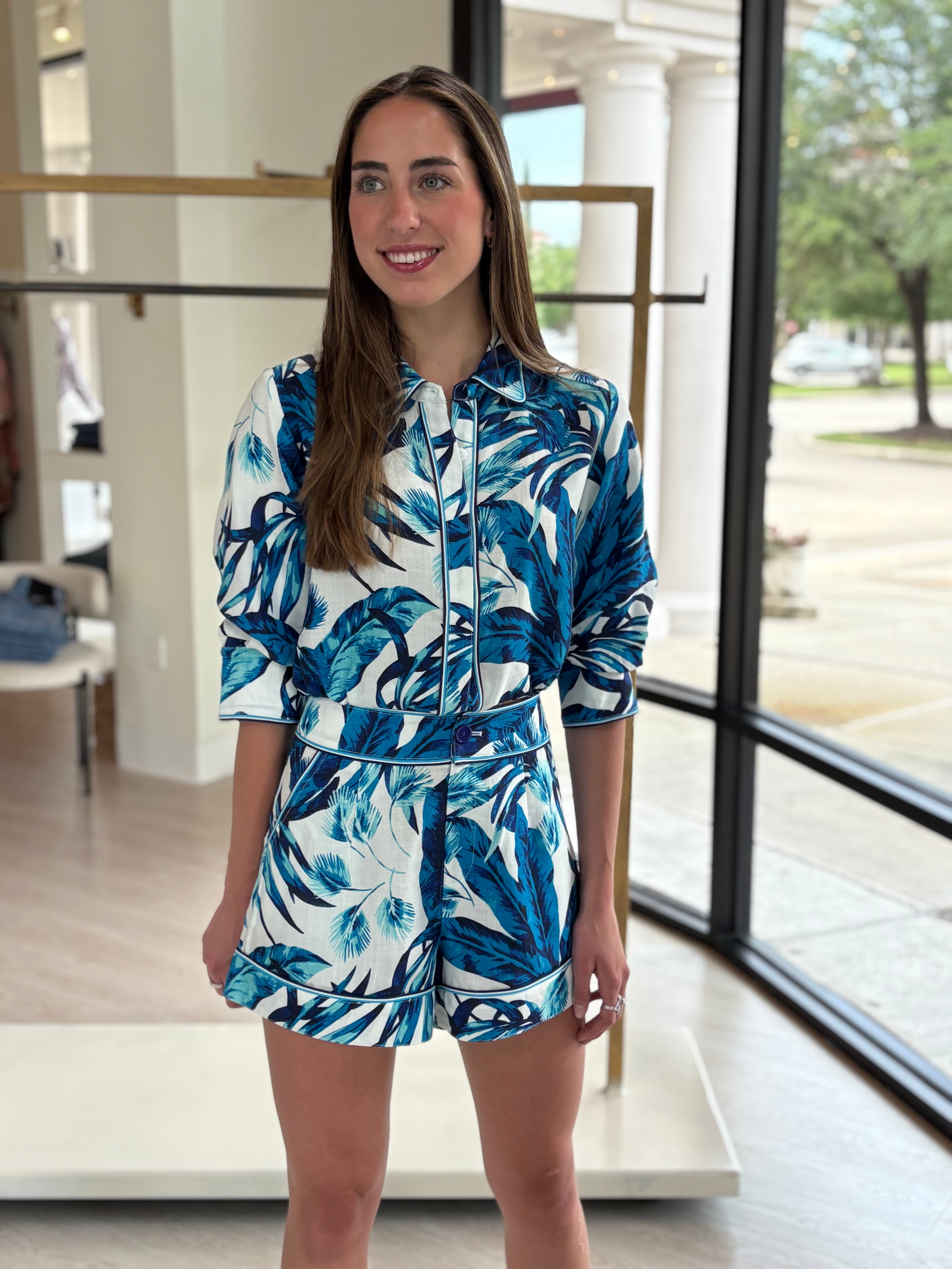 El323304 Blue Floral Shorts