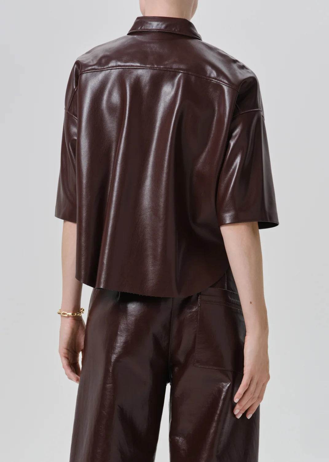 Ci3015 Vegan Leather Button Up