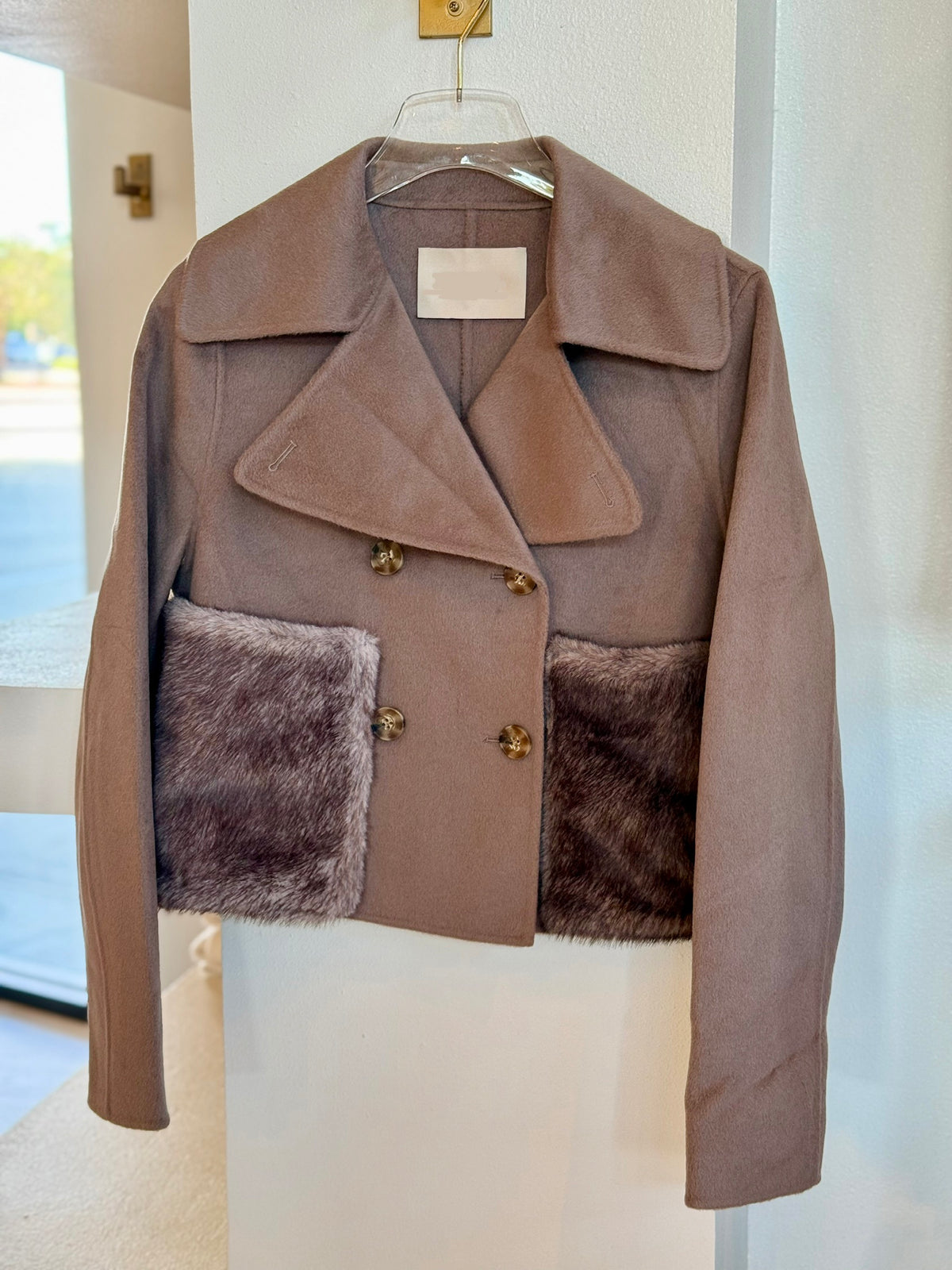 Frwl106 Taupe Jacket - Fur Pockets