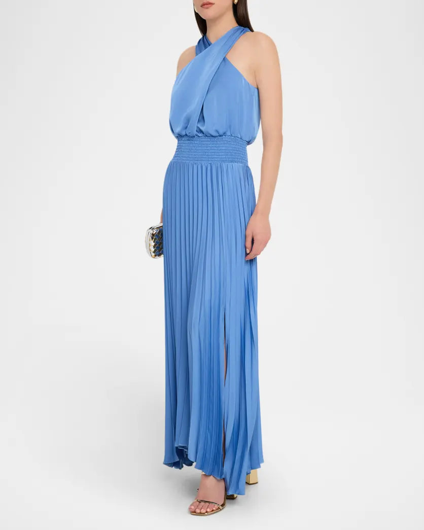 Raa3010 Blue Halter Maxi Dress