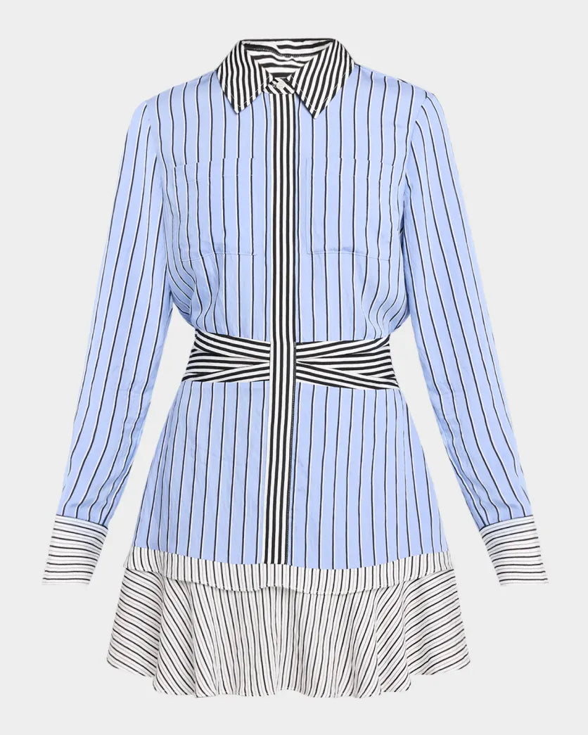 Ra3005 Striped Mini Shirtdress