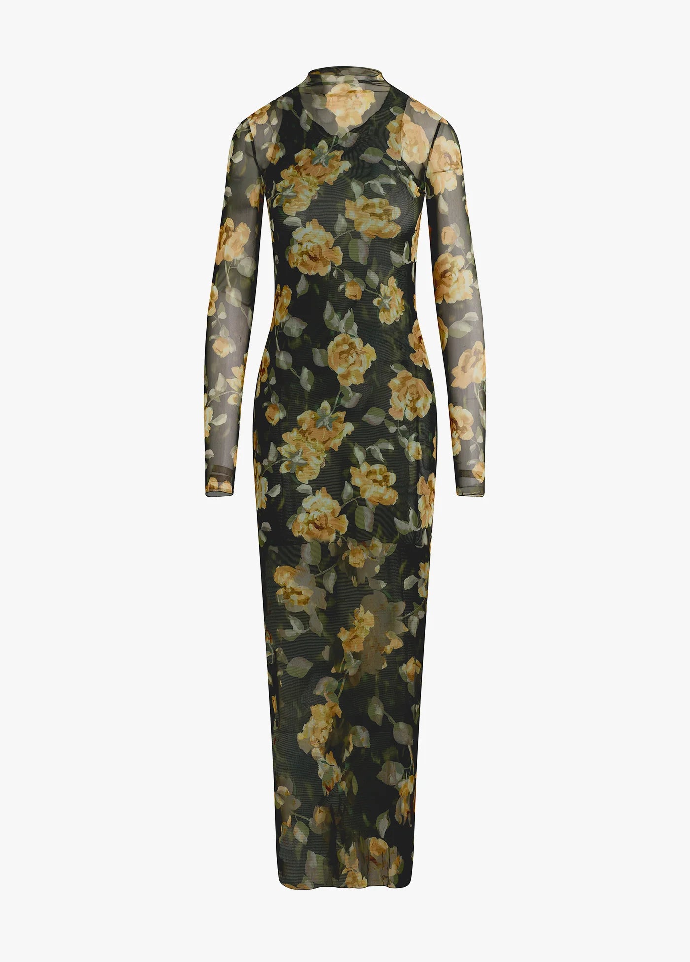 Fa4770 Sheer Floral Maxi Dress