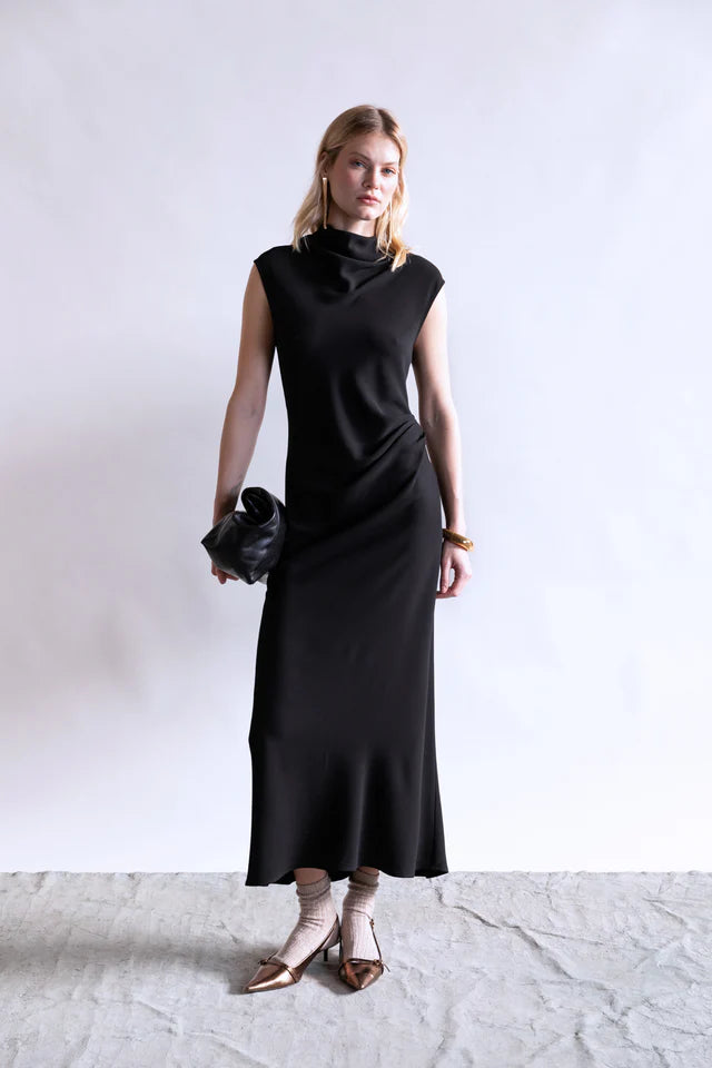 Ps2526 Black Draped Dress