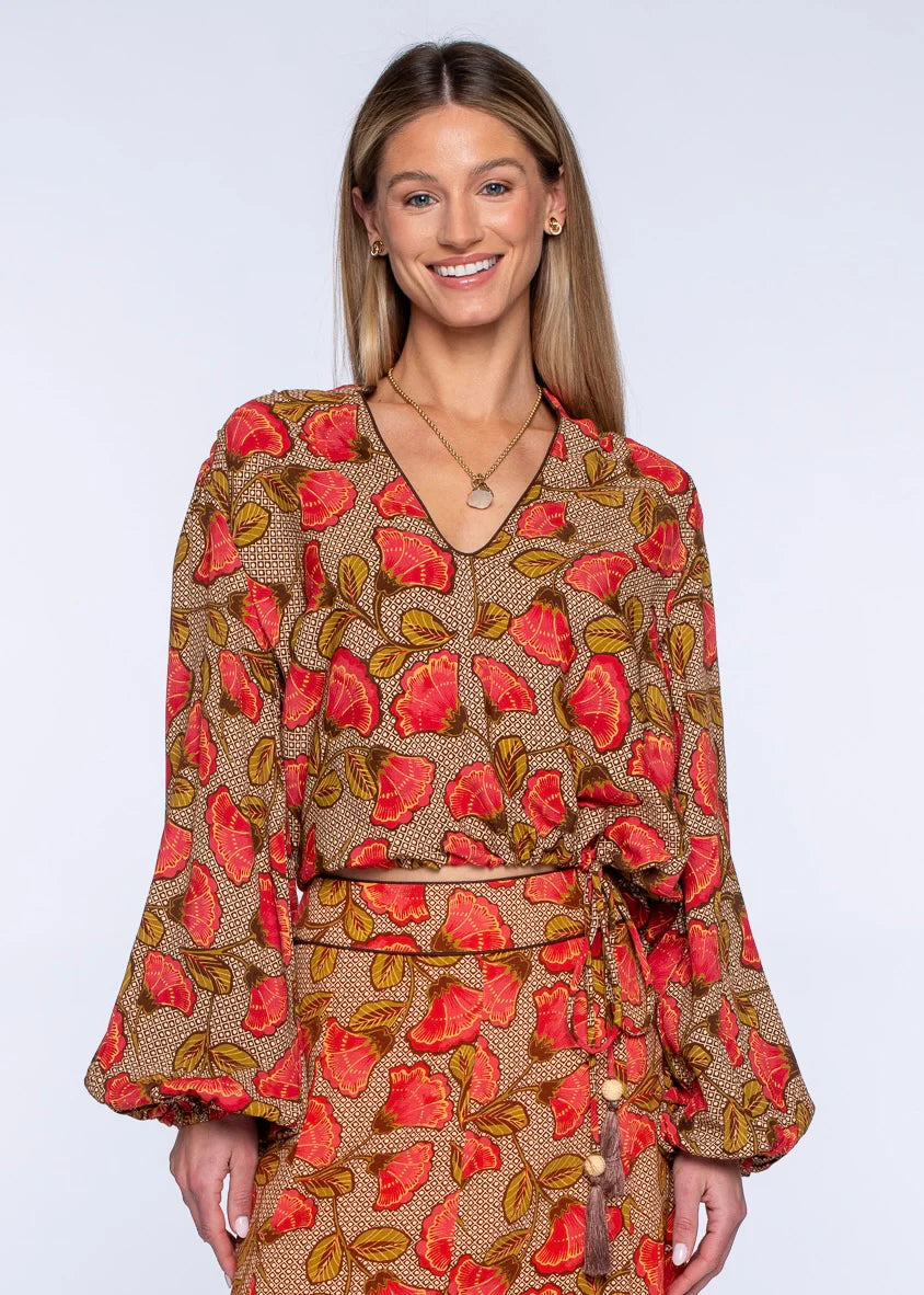El2793 Floral Fan Blouse
