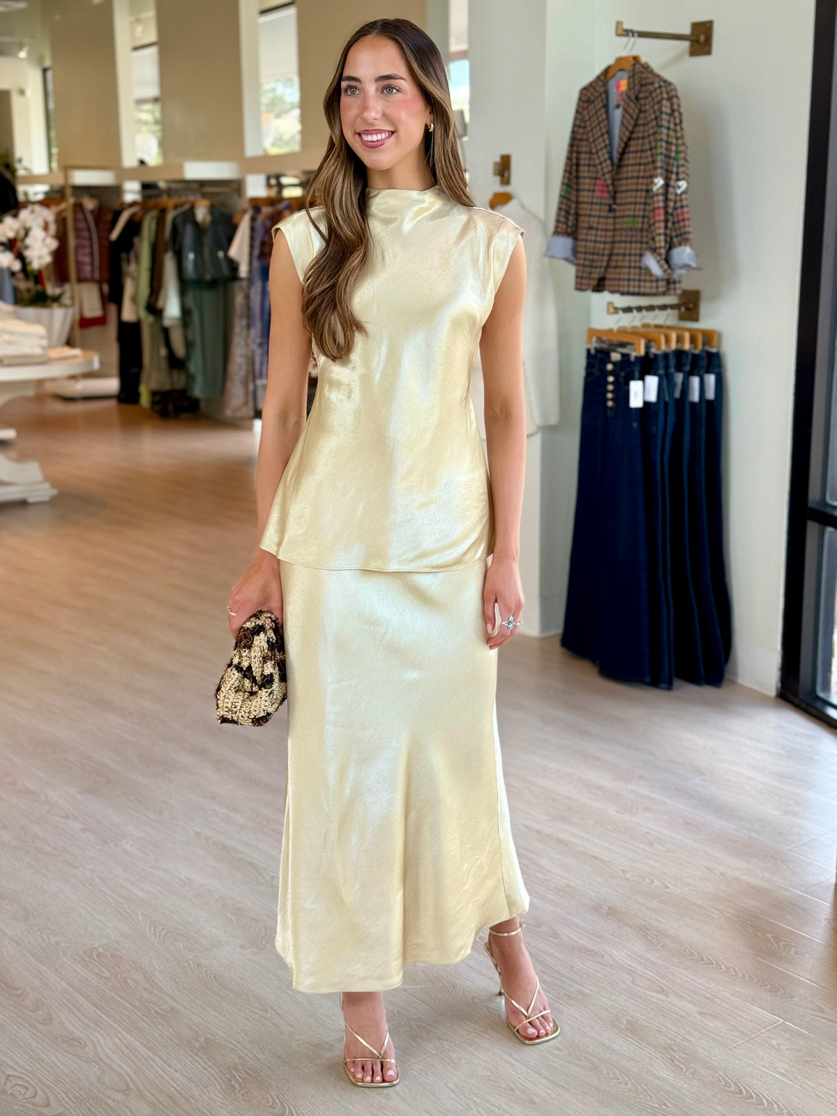 Th42788 Champage Satin Top