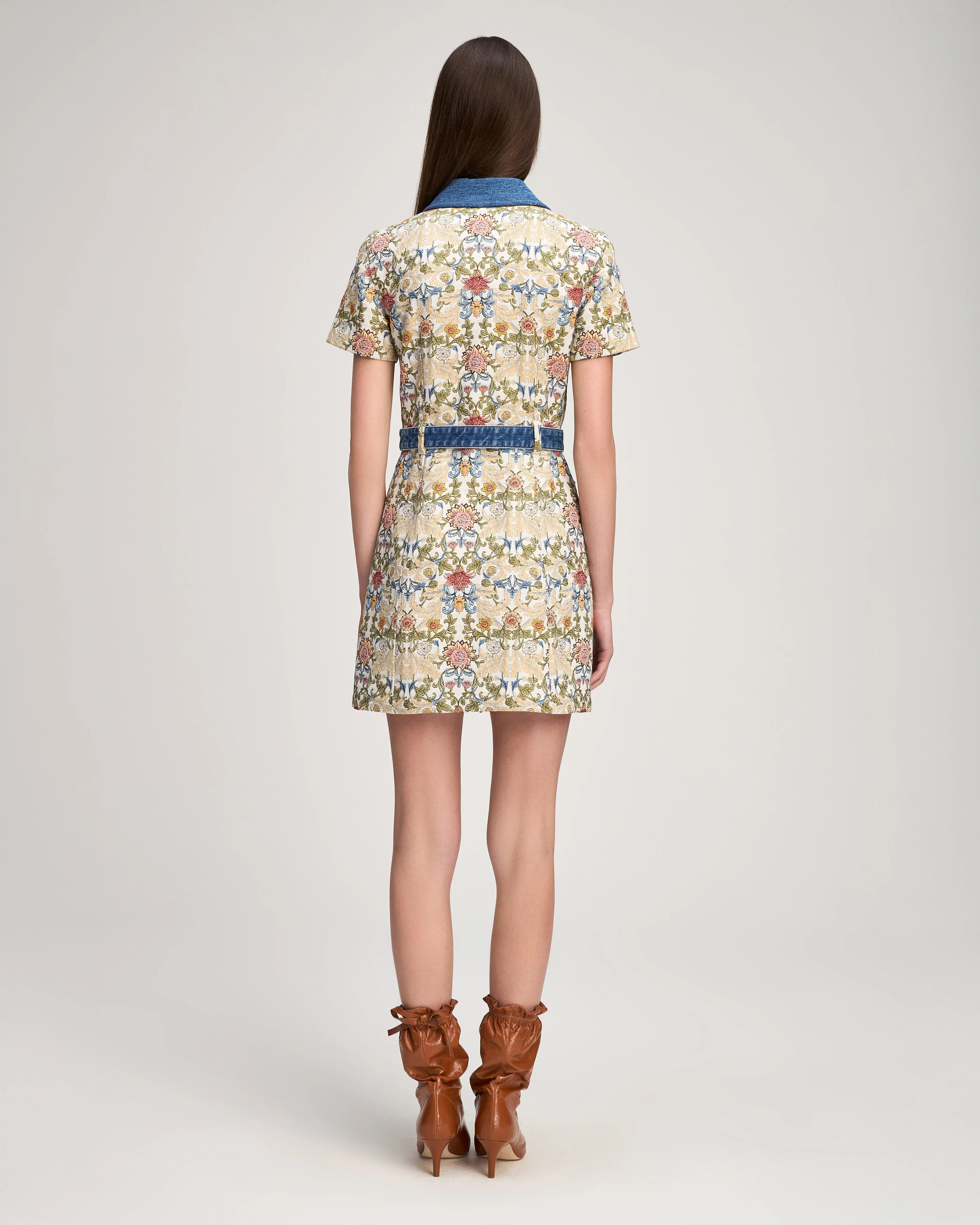 Cizd357 Floral Denim Dress