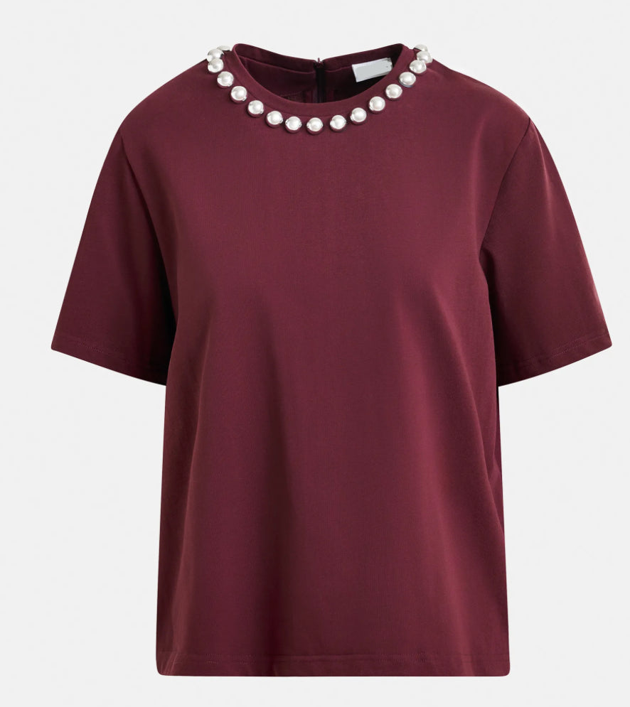Esintenso Embellished Tshirt - Burgundy