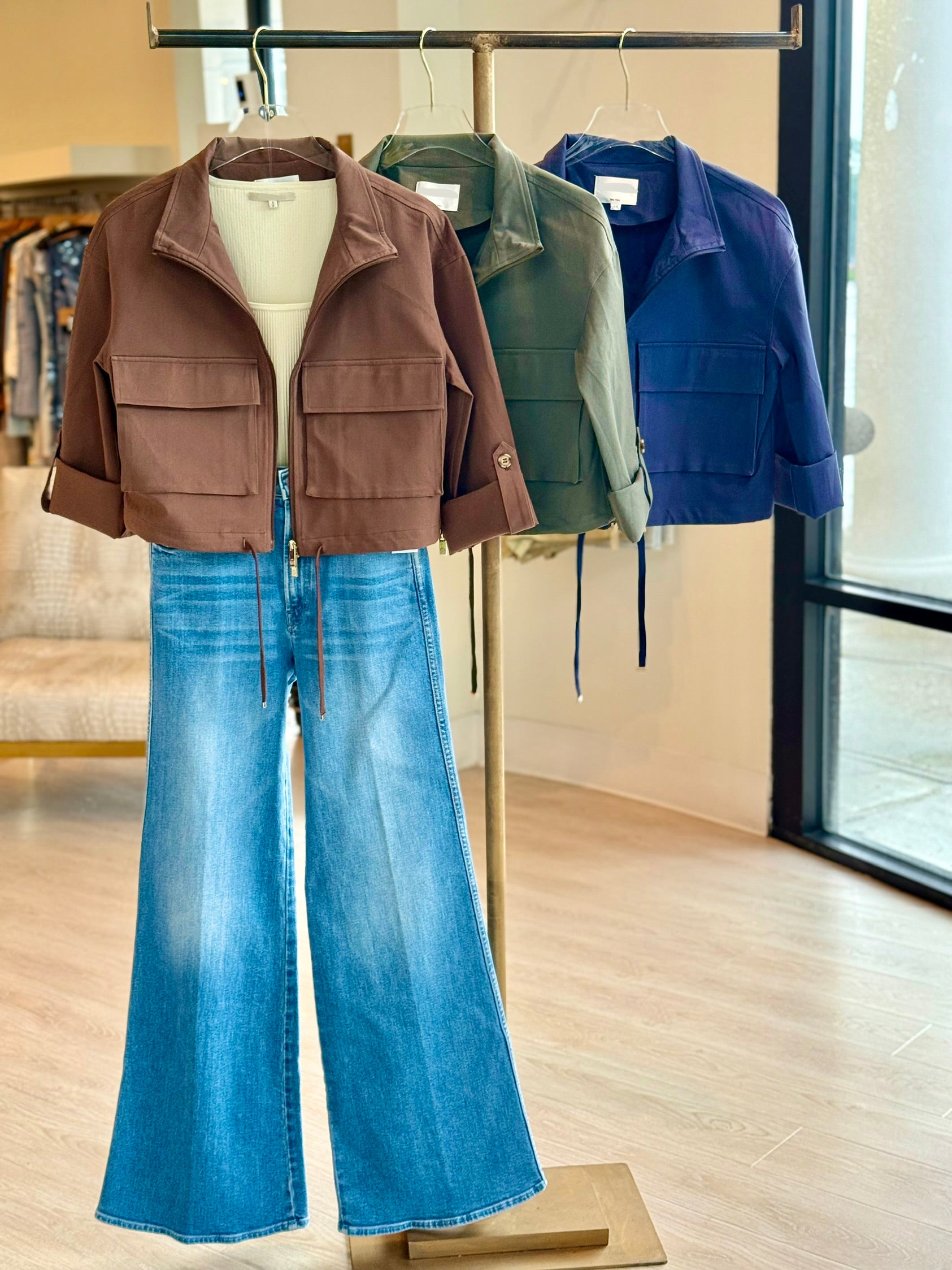 Pa176 Utility Crop Jacket - Brown
