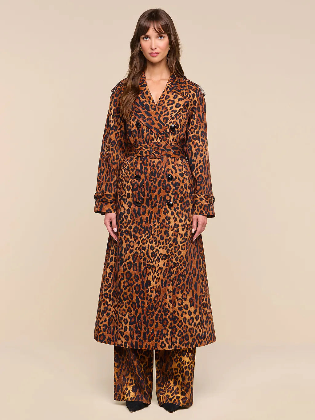La10046 Leopard Trench Coat