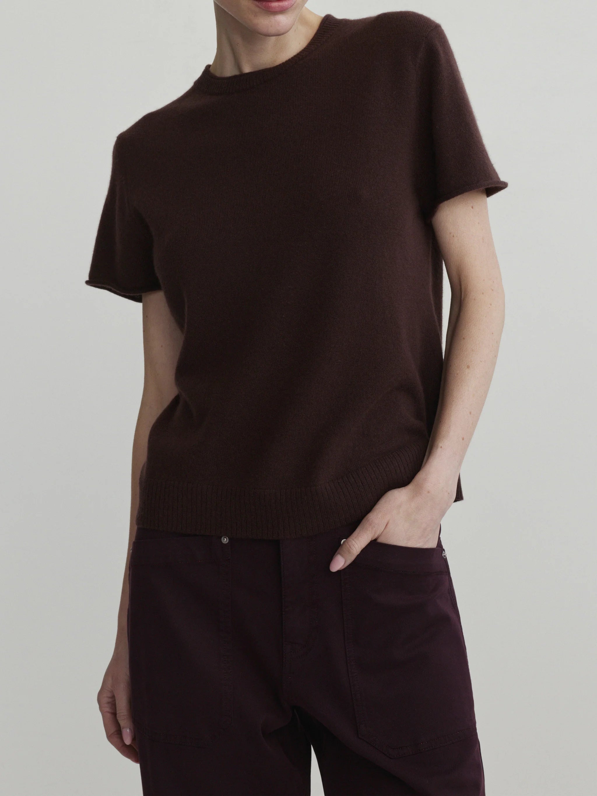 Dl90096 Brown Cashmere Knit Tee