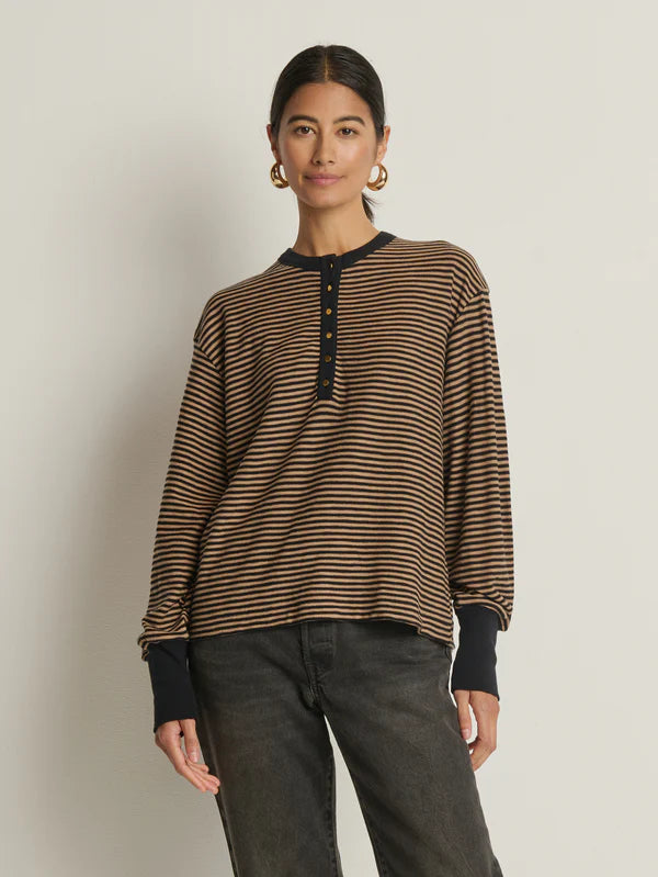 Na11161 Cocoa Stripe Henley Top
