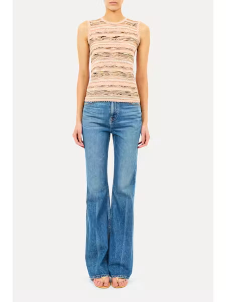 Ul0725 Hibiscus Stripe Knit Top