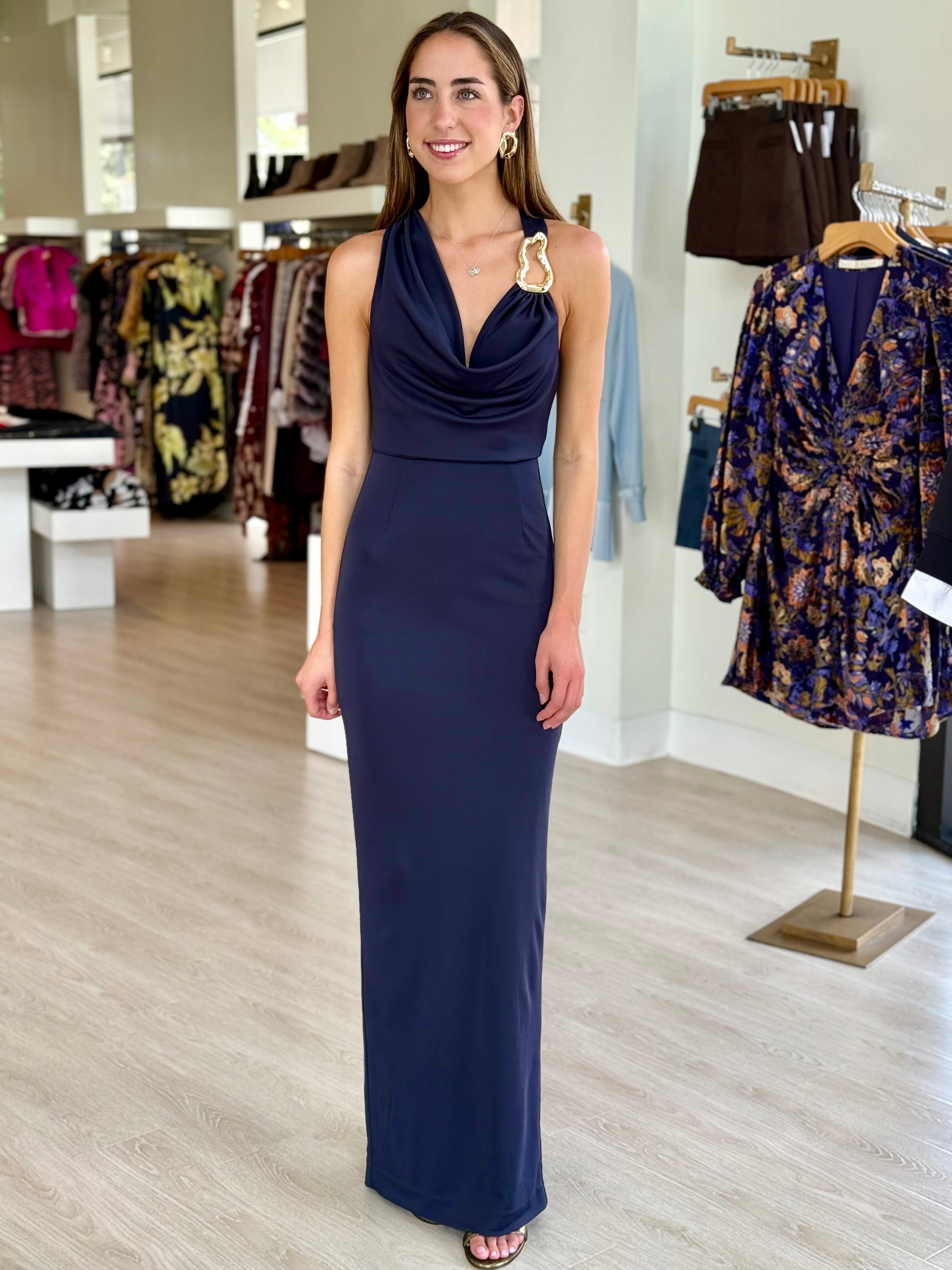 Re1834 Ayesha Navy Halter Gown