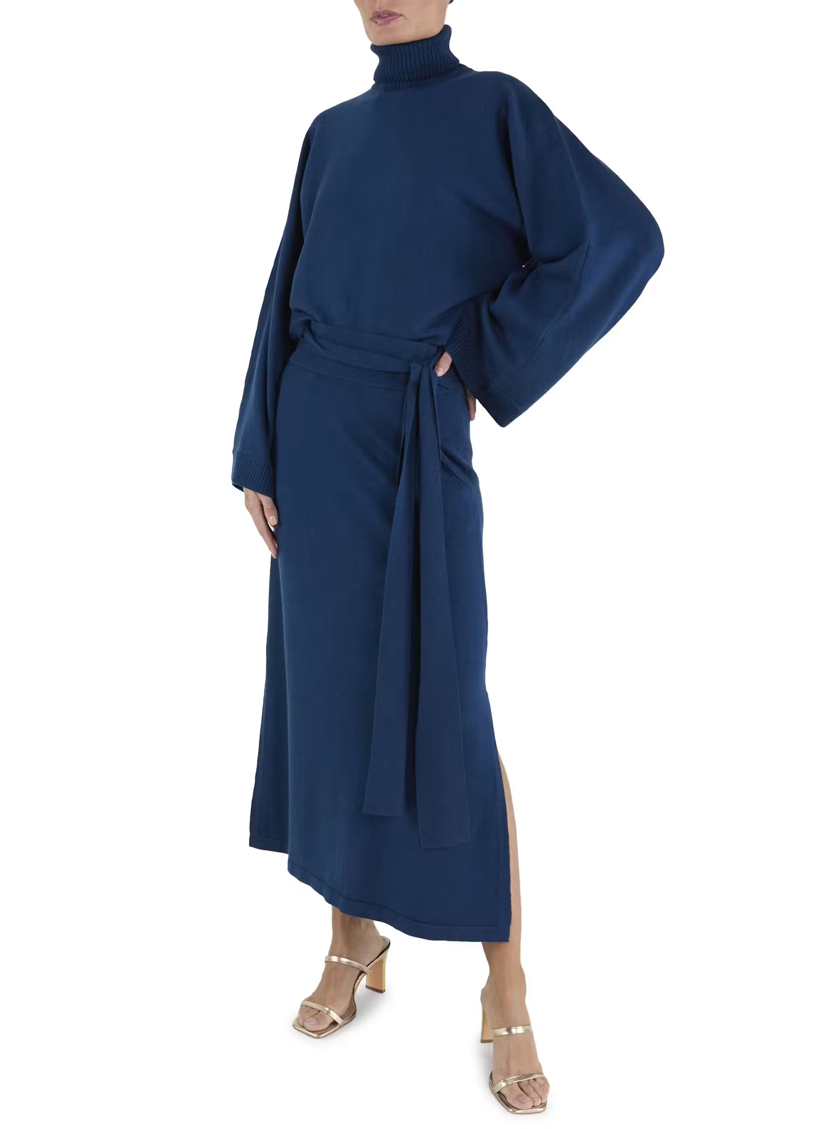 Ra7005 Teal Turtleneck Top