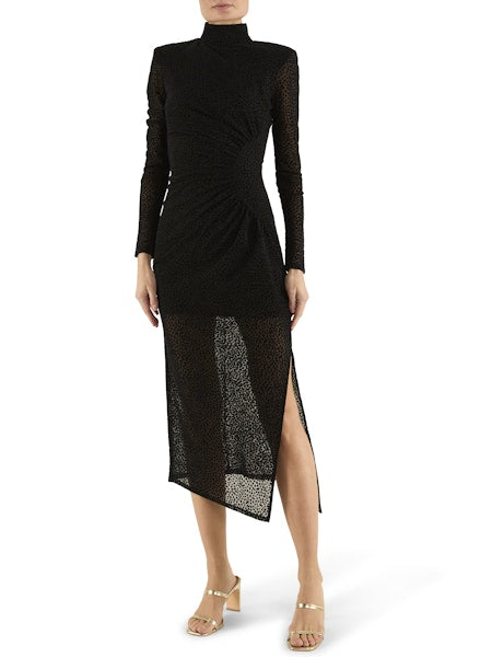 Raa3041 Sheer Dot Midi Dress