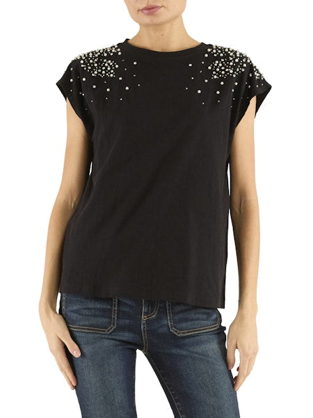 Raa2019 Black Embellished Drop Tee
